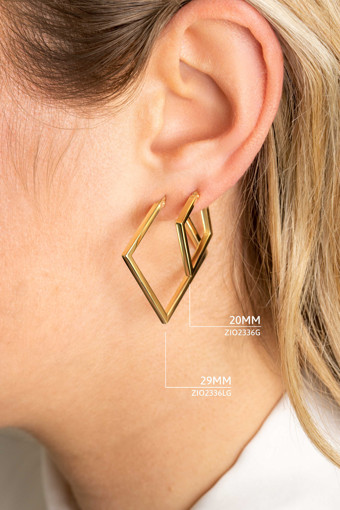 ZINZI zlv. oorringen geel verguld vierkant 20x2mm