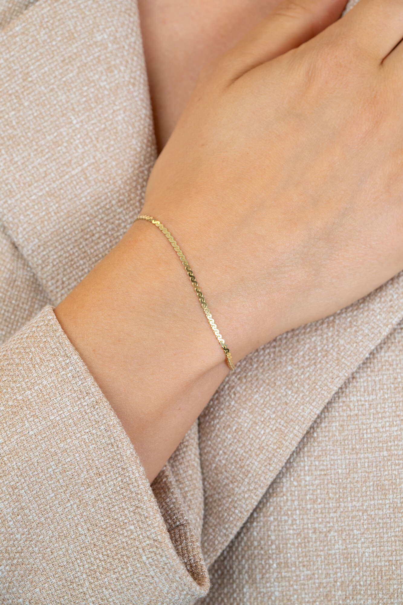 ZINZI zlv. armband gg.verg.platte S schakel smal