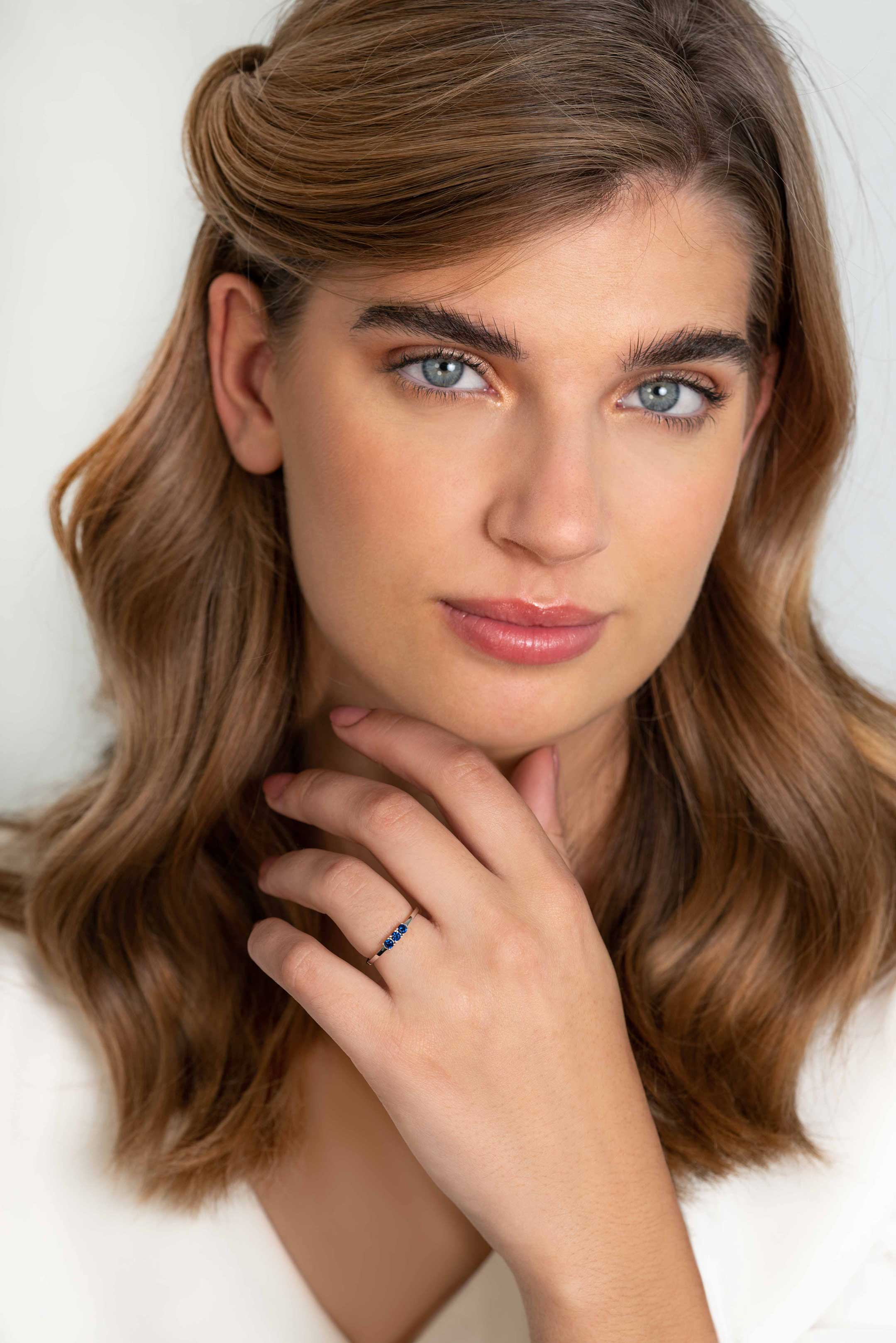 ZINZI silberner Ansteckring Chaton-Set dunkelblau ZIR2127B