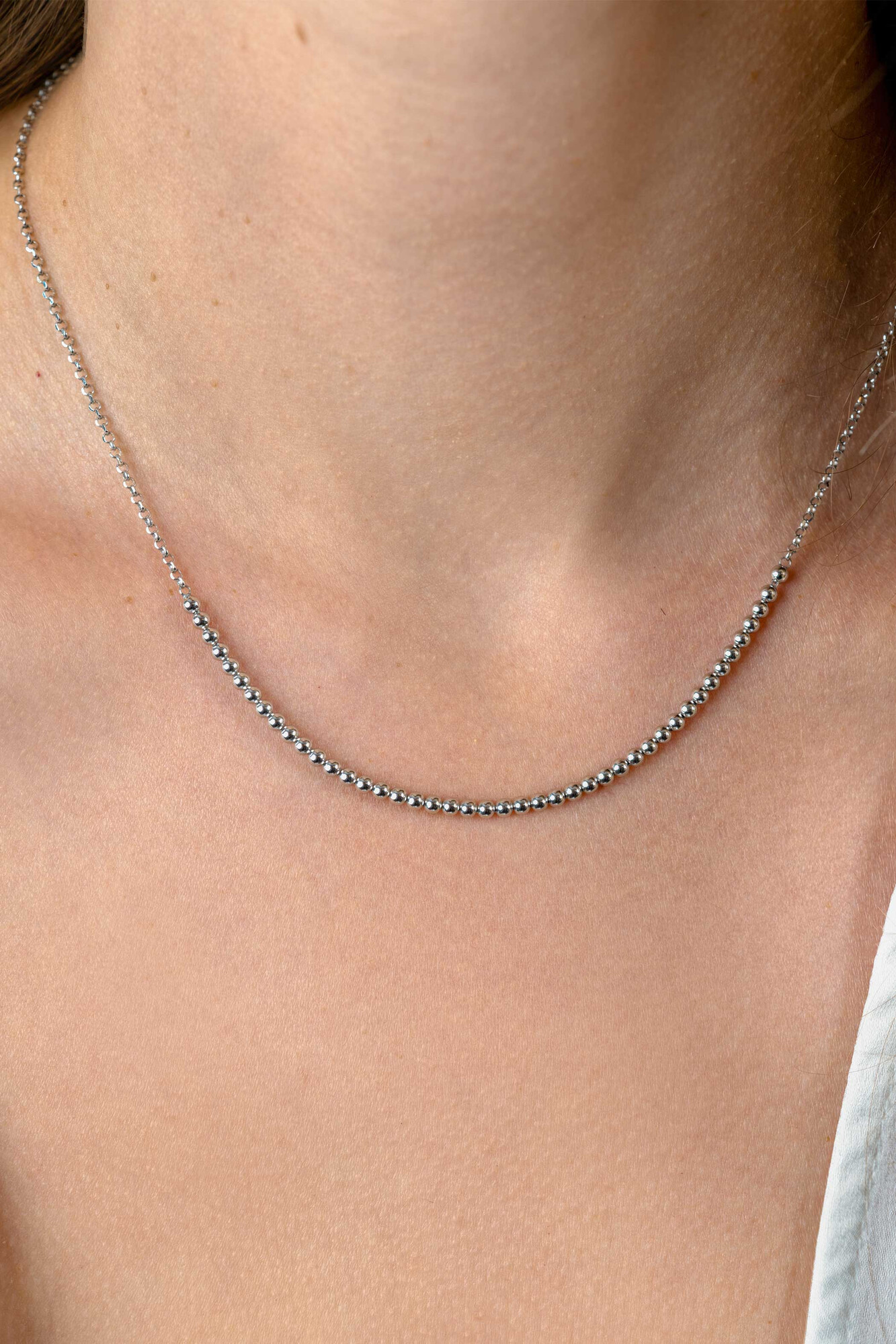 ZINZI Silber Jasseron-Kette mit Kugeln (2,5 mm breit) in der Mitte, 40-45 cm ZIC2640
