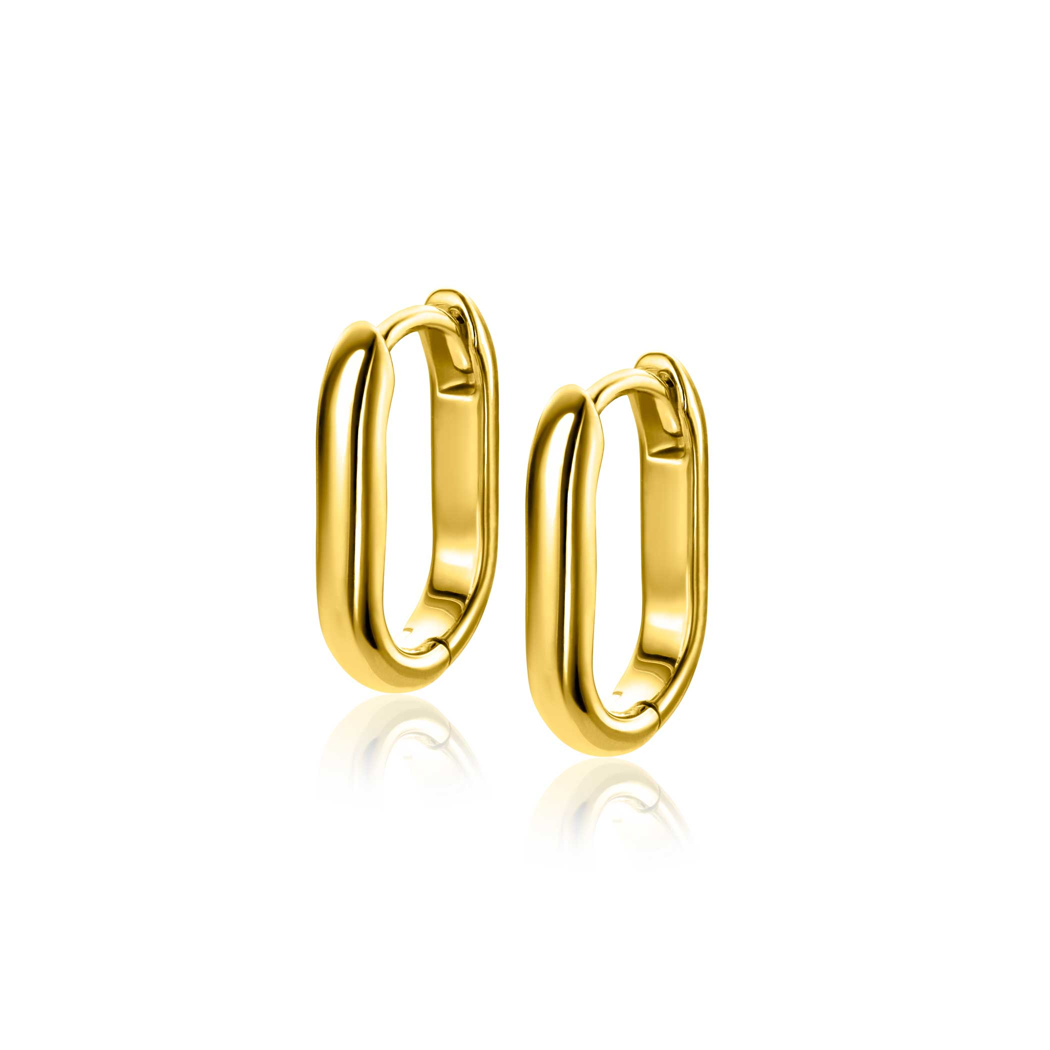 15,5mm ZINZI vergoldete Silber Creolen in ovaler Form mit runder Röhre 3mm breit ZIO2604G