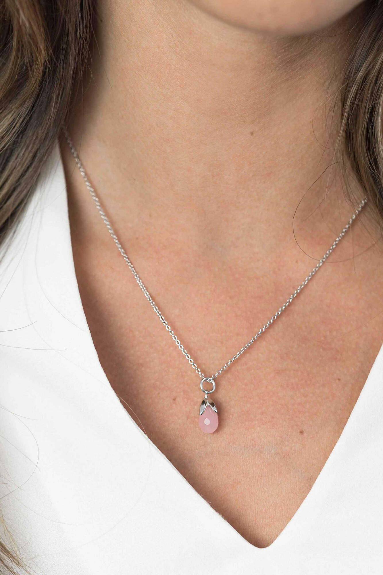 ZINZI silberner Anhänger Tropfen rosaZIH1877R