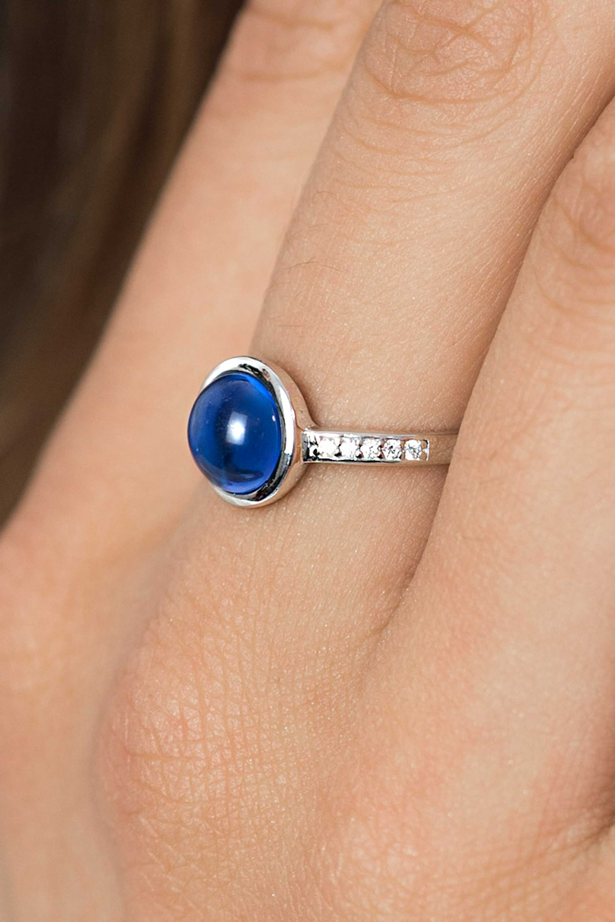 ZINZI silberner Ring rund blau weiß ZIR1871