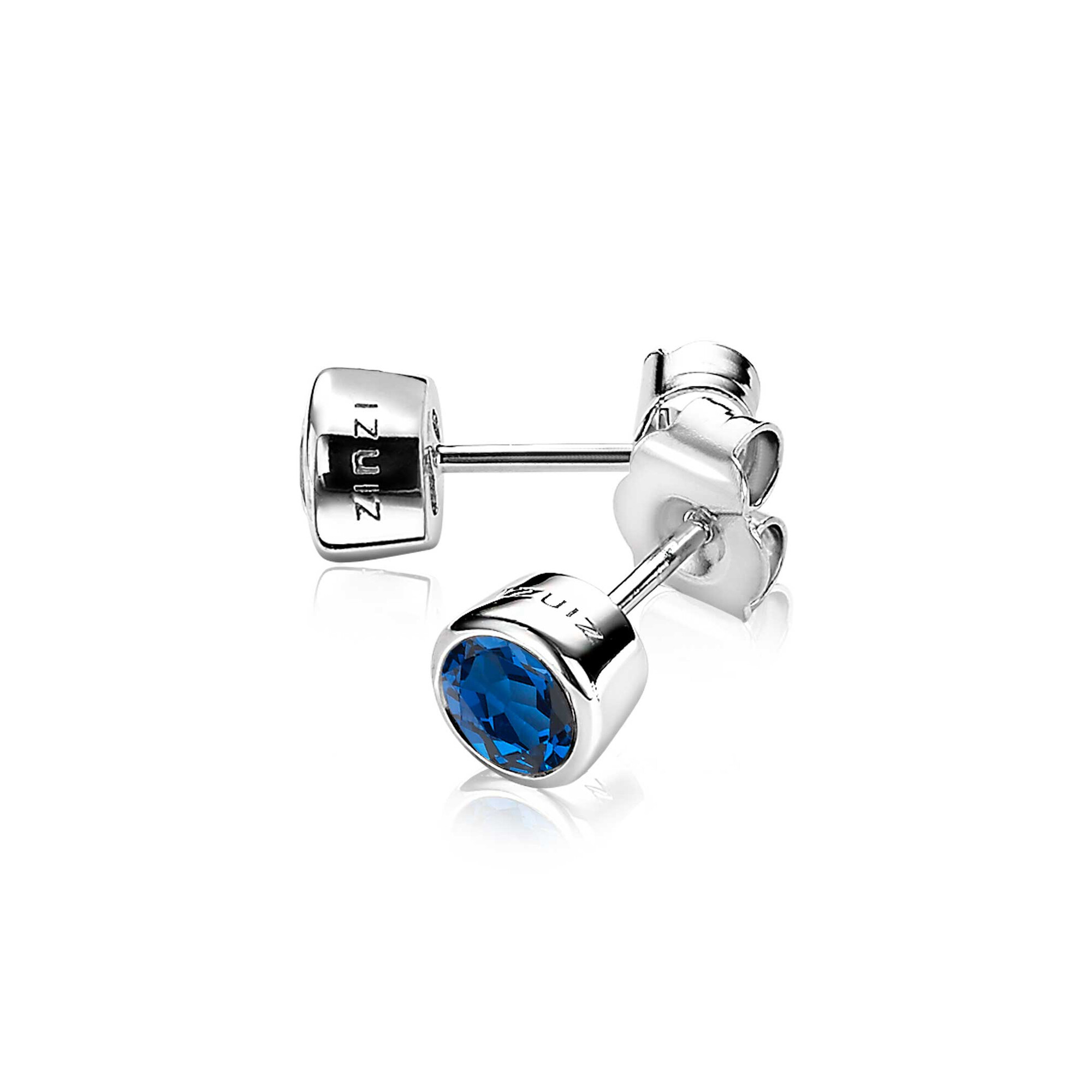 Zinzi silberne Ohrstecker rund dunkelblau ZIO322DB