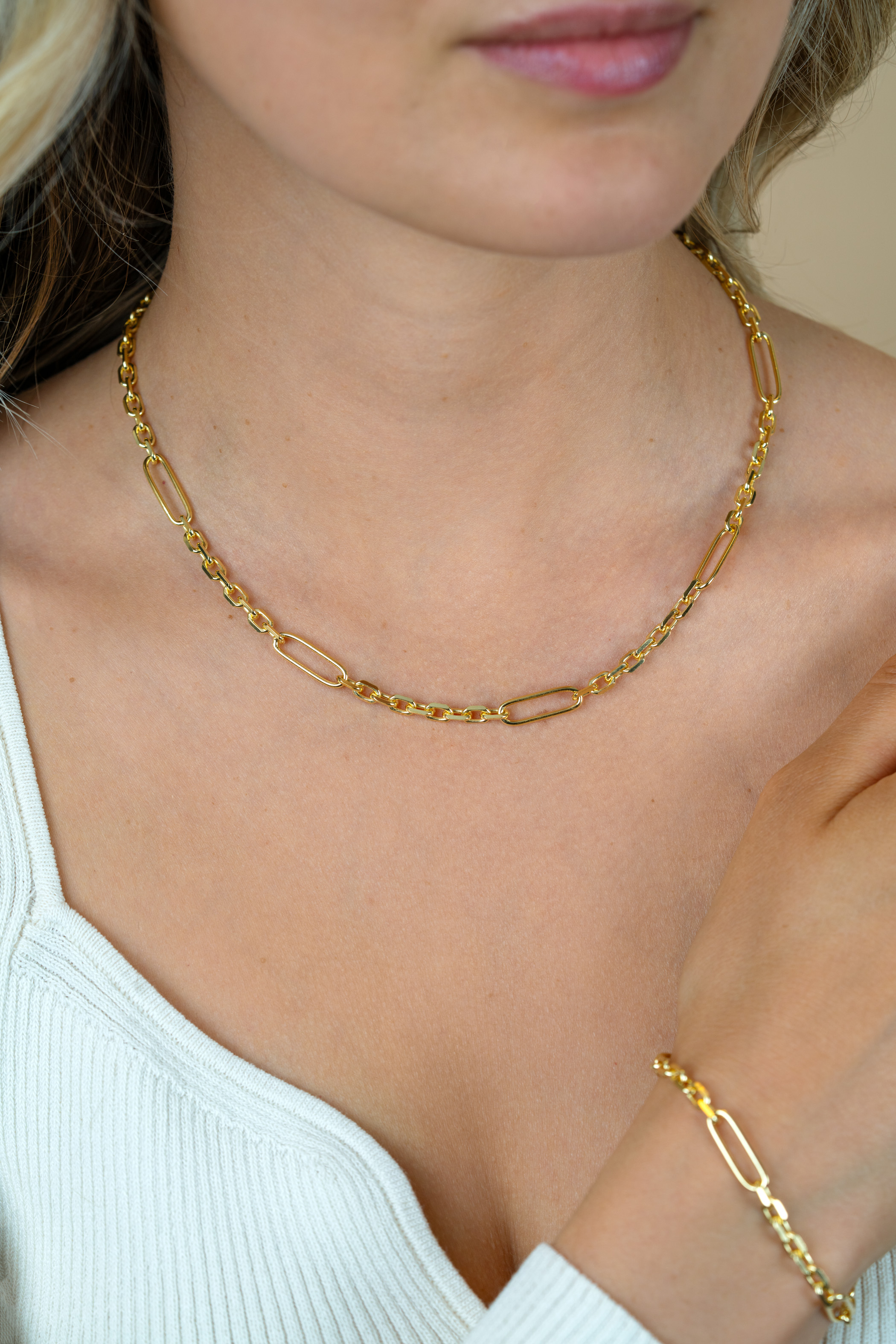 ZINZI zlv. coll.gg.verg. schakels en paperclip 43+3cm