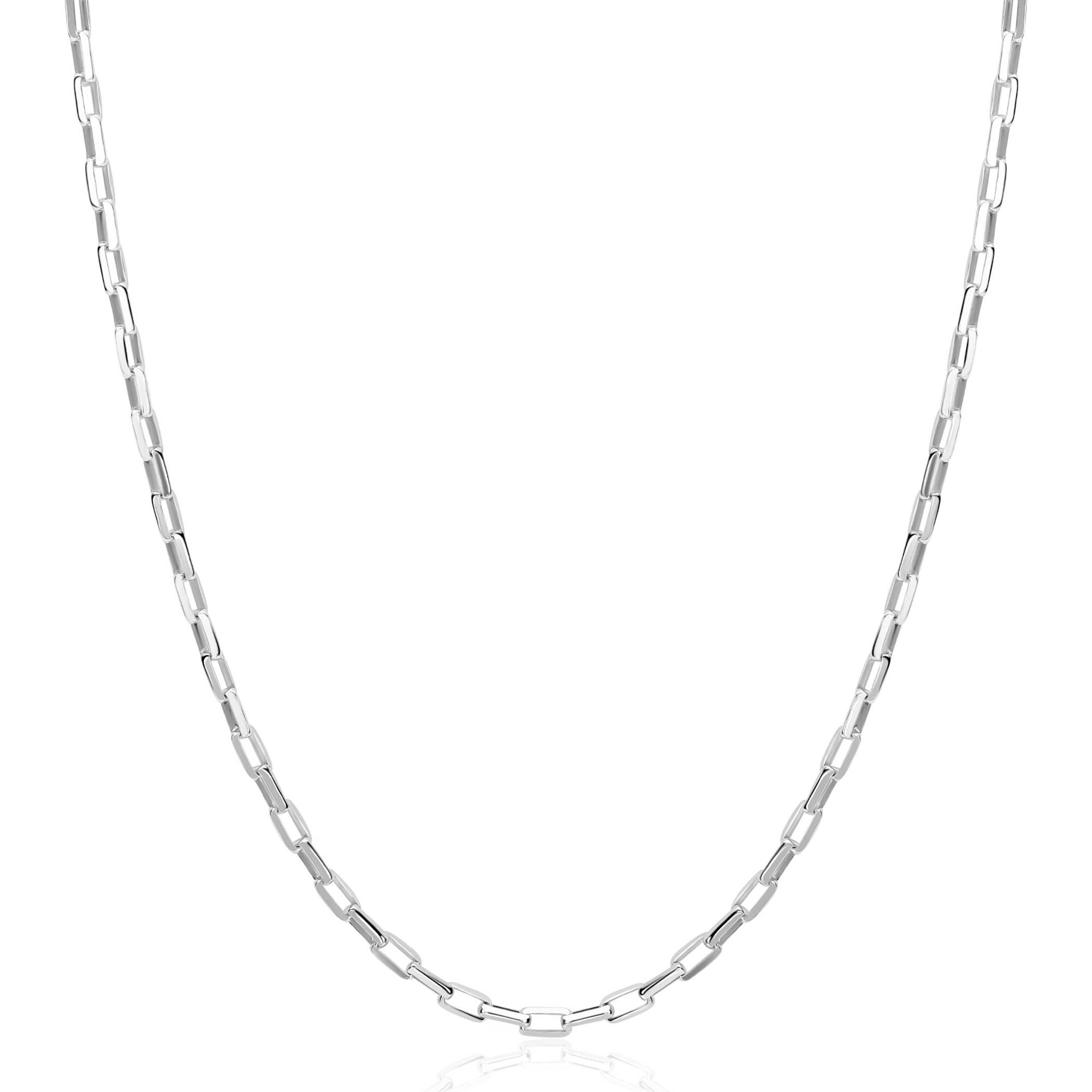 ZINZI zlv. collier massief geslepen anker 42+3cm