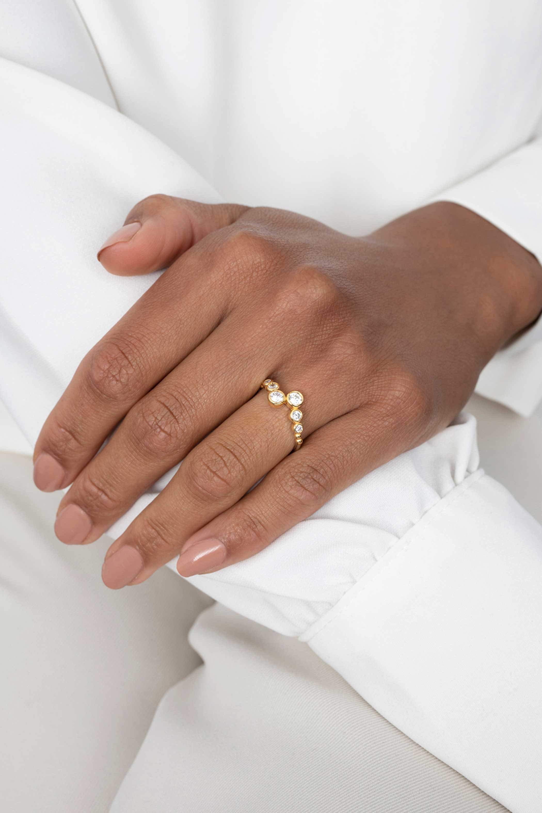 ZINZI silberner Ring gelb vergoldet rund weiß  ZIR2054Y