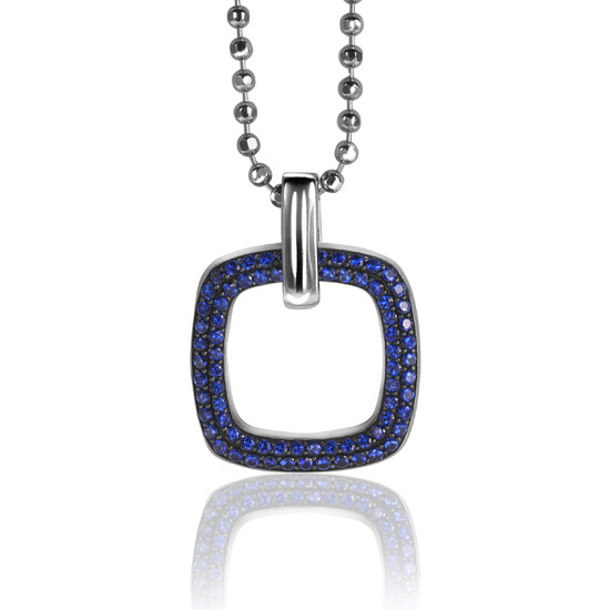 Zinzi silberner quadratischer Anhängerrblau ZIH1159B