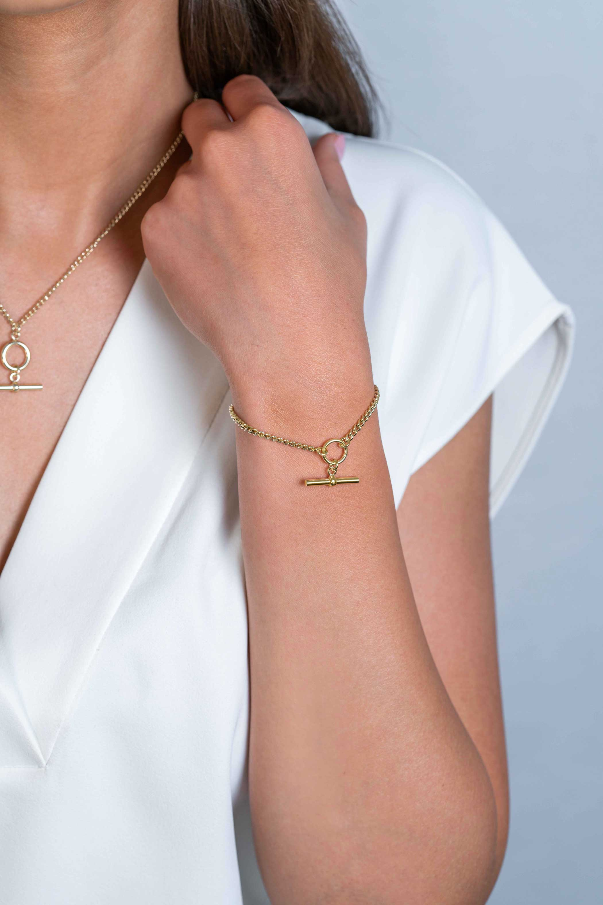 ZINZI zlv. armband gg.verg. grmt. met t-bar hanger