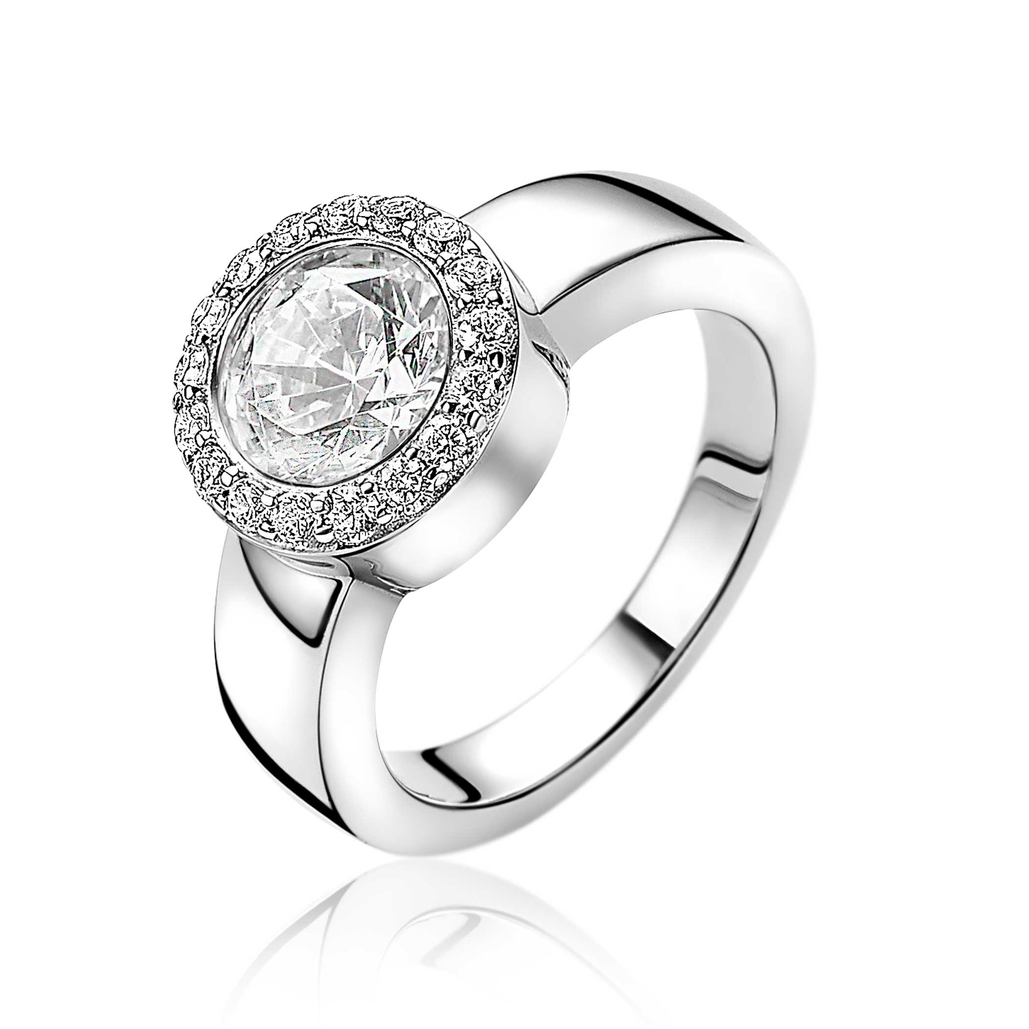 ZINZI silberner Wechselring rund weiß ZIR4