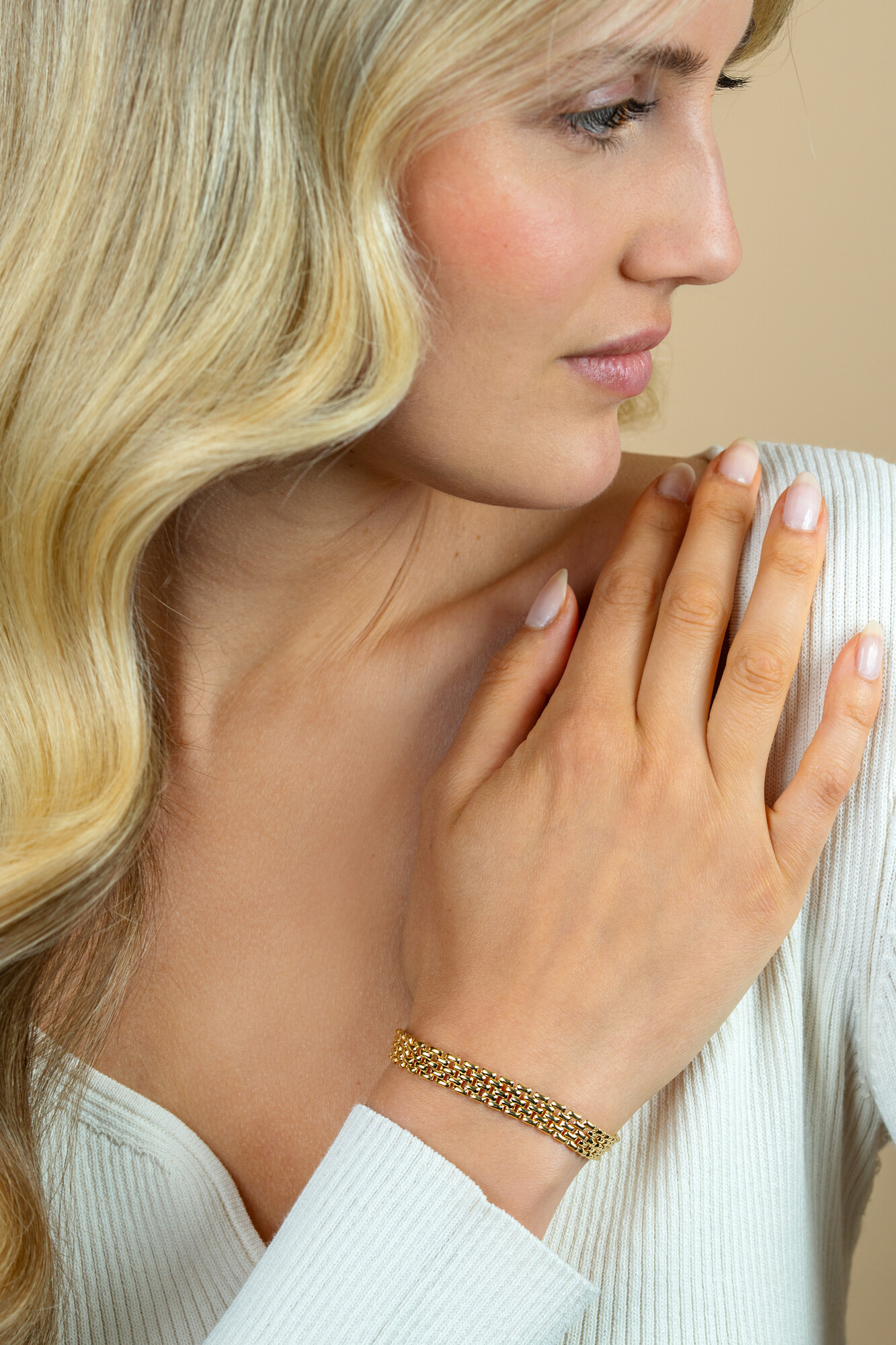 ZINZI zlv. rolex-style armband geel verguld 8mm