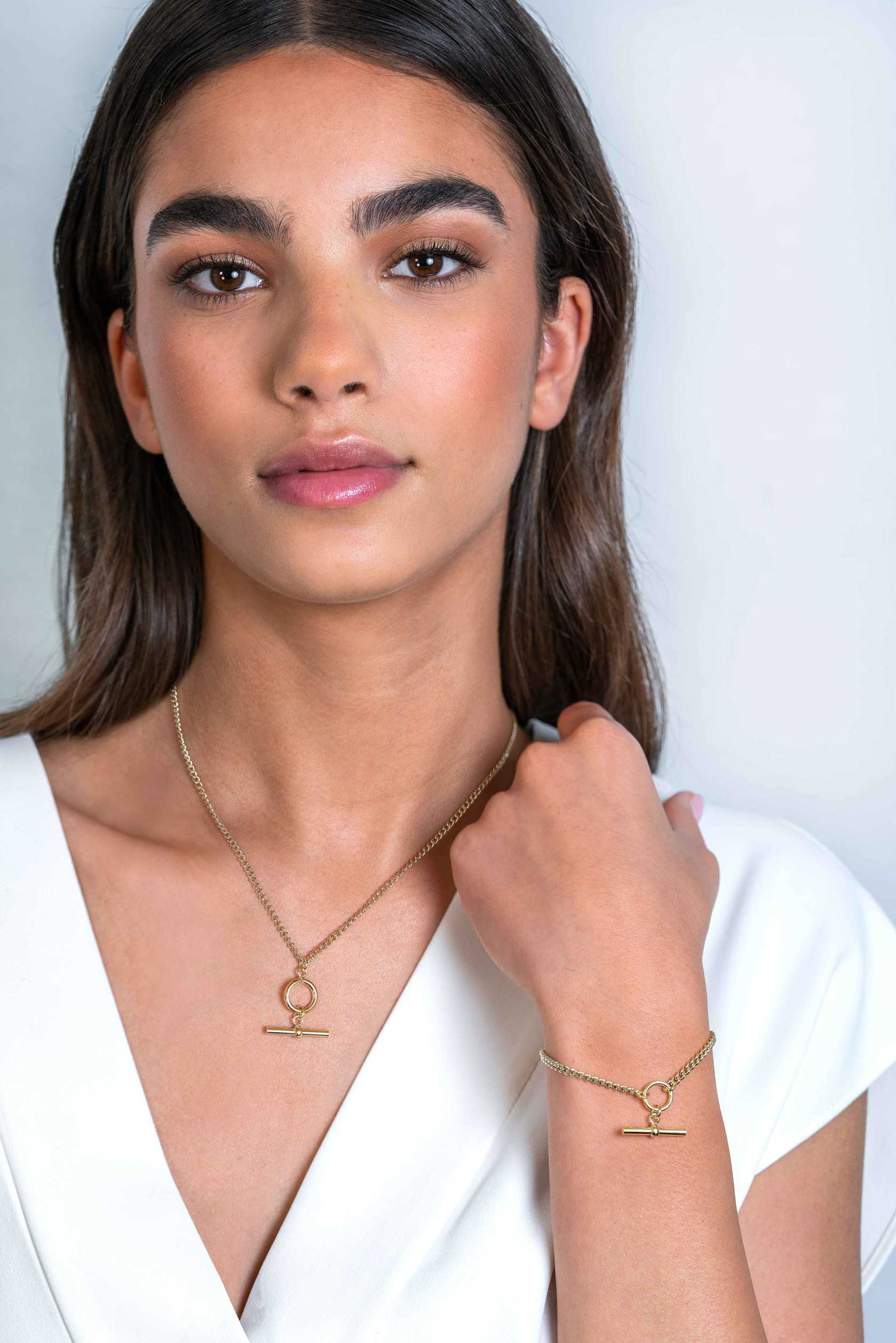 ZINZI zlv. armband gg.verg. grmt. met t-bar hanger