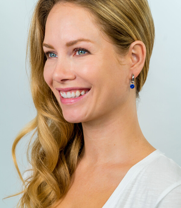 ZINZI silberne Ohrhänger rund dunkelblau ZICH1300Q