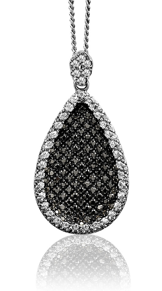 Zinzi silberner ovaler Anhänger schwarz ZIH963