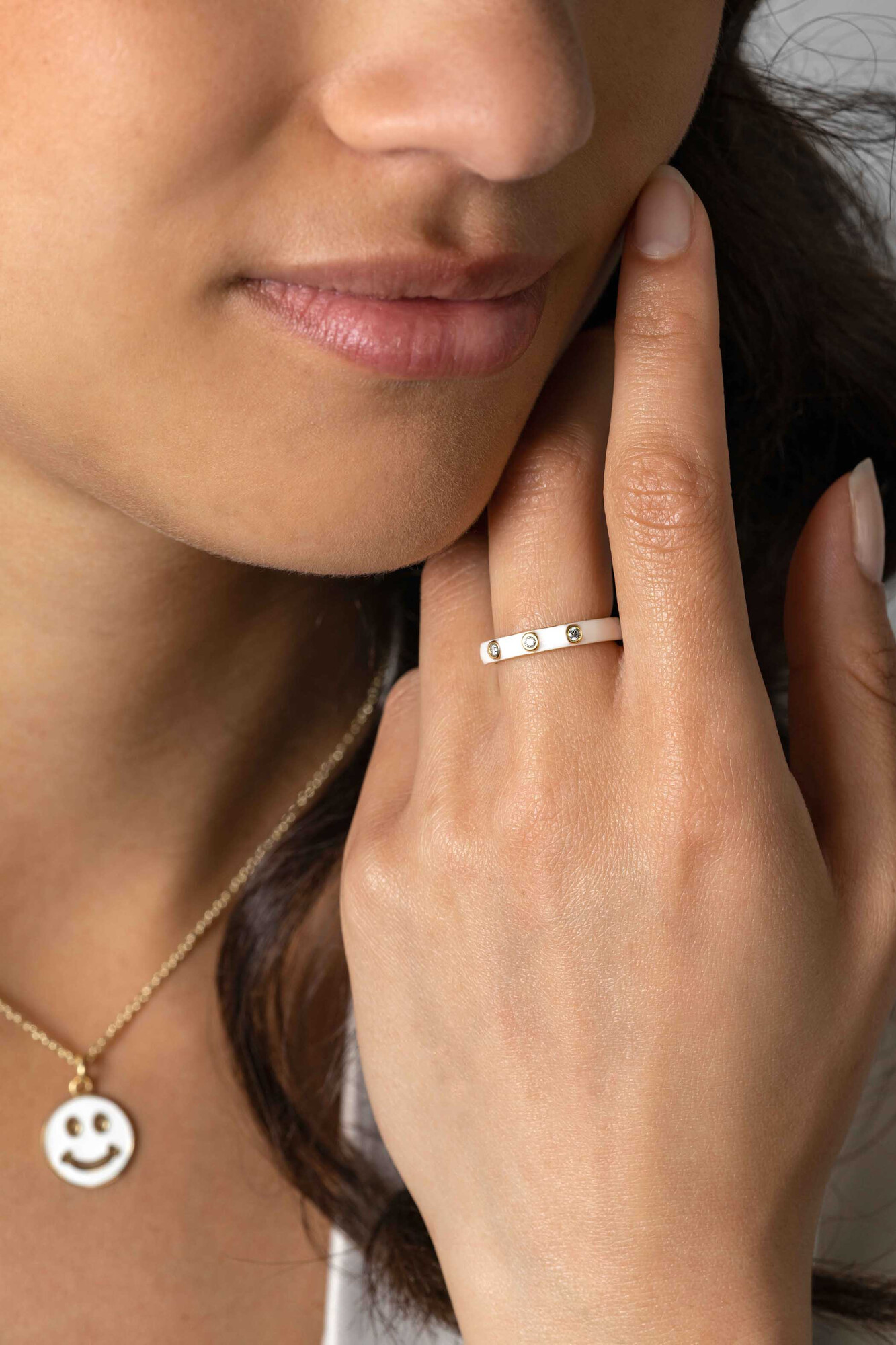 ZINZI zlv. aanschuifring wit emaille zirc.3mm mt.62