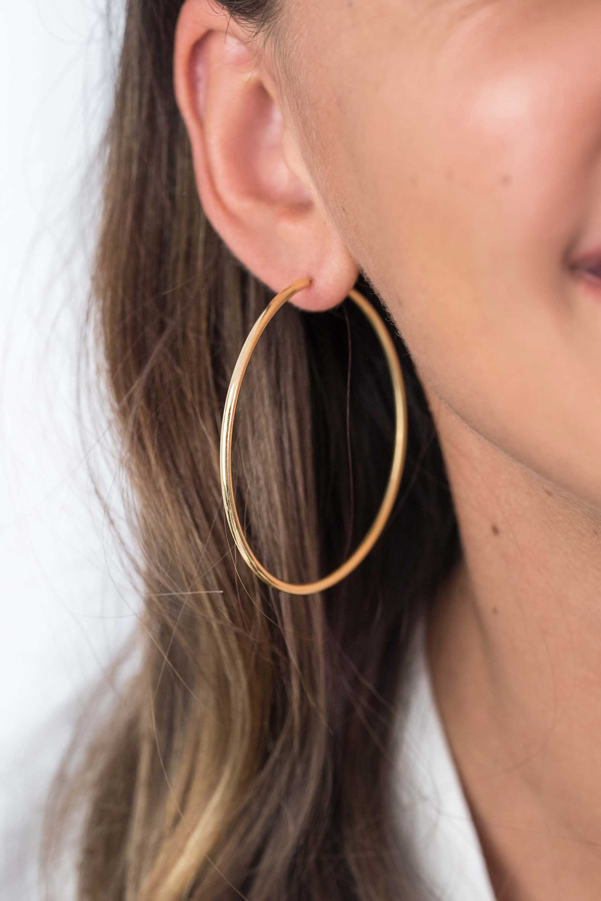 ZINZI silberne Kreolen 55 x 2mm glatt gelbvergoldet ZIO437G