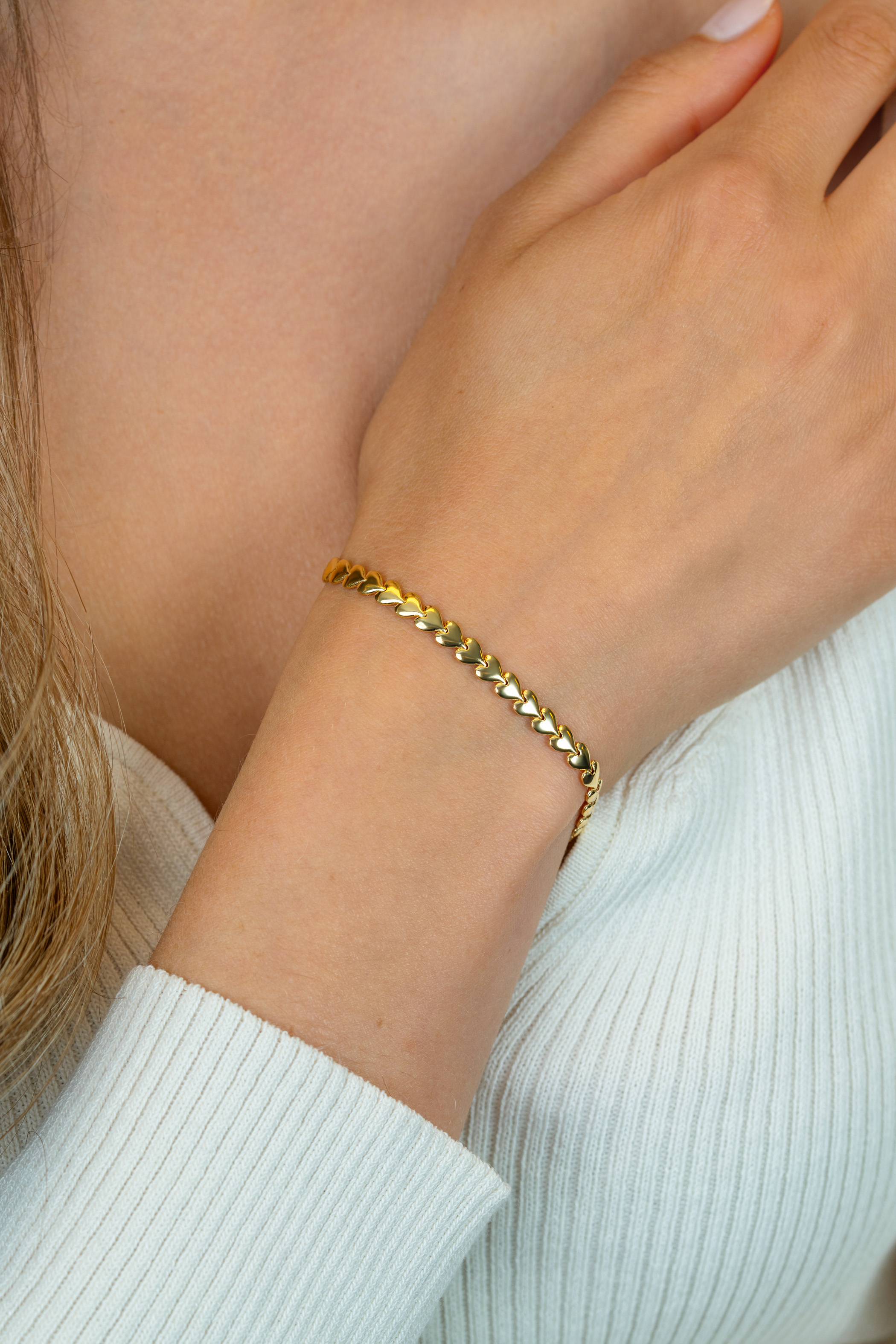 ZINZI silbernes Armband gelb vergoldet Herzen 4,5mm breit ZIA1798G