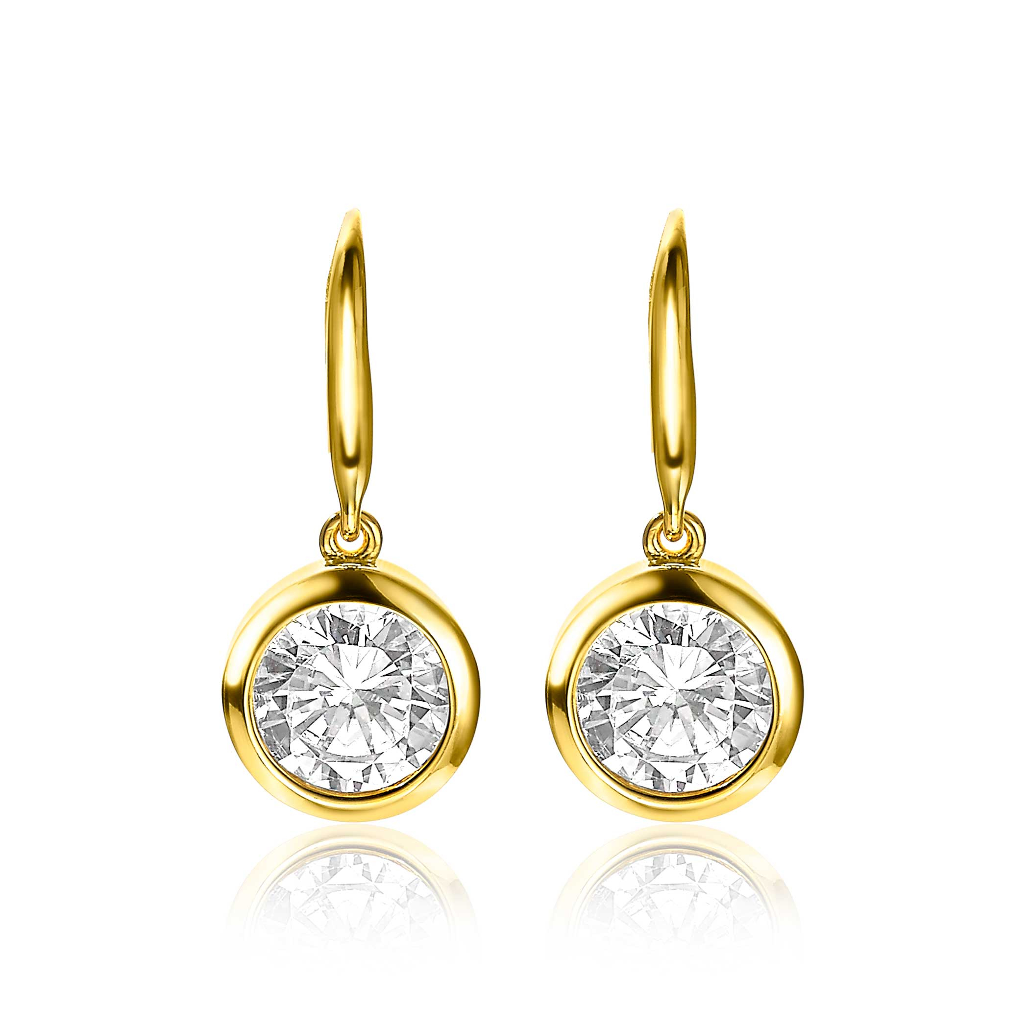 ZINZI silberne Ohrhänger gelbvergoldet  weiße Zirkonia 11mm ZIO2