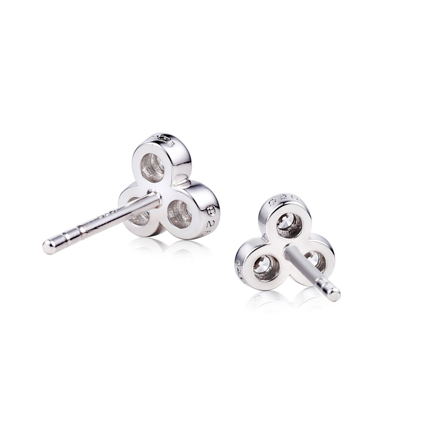 ZINZI silberne Ohrstecker Dreieck 3x rund  weiß ZIO1442