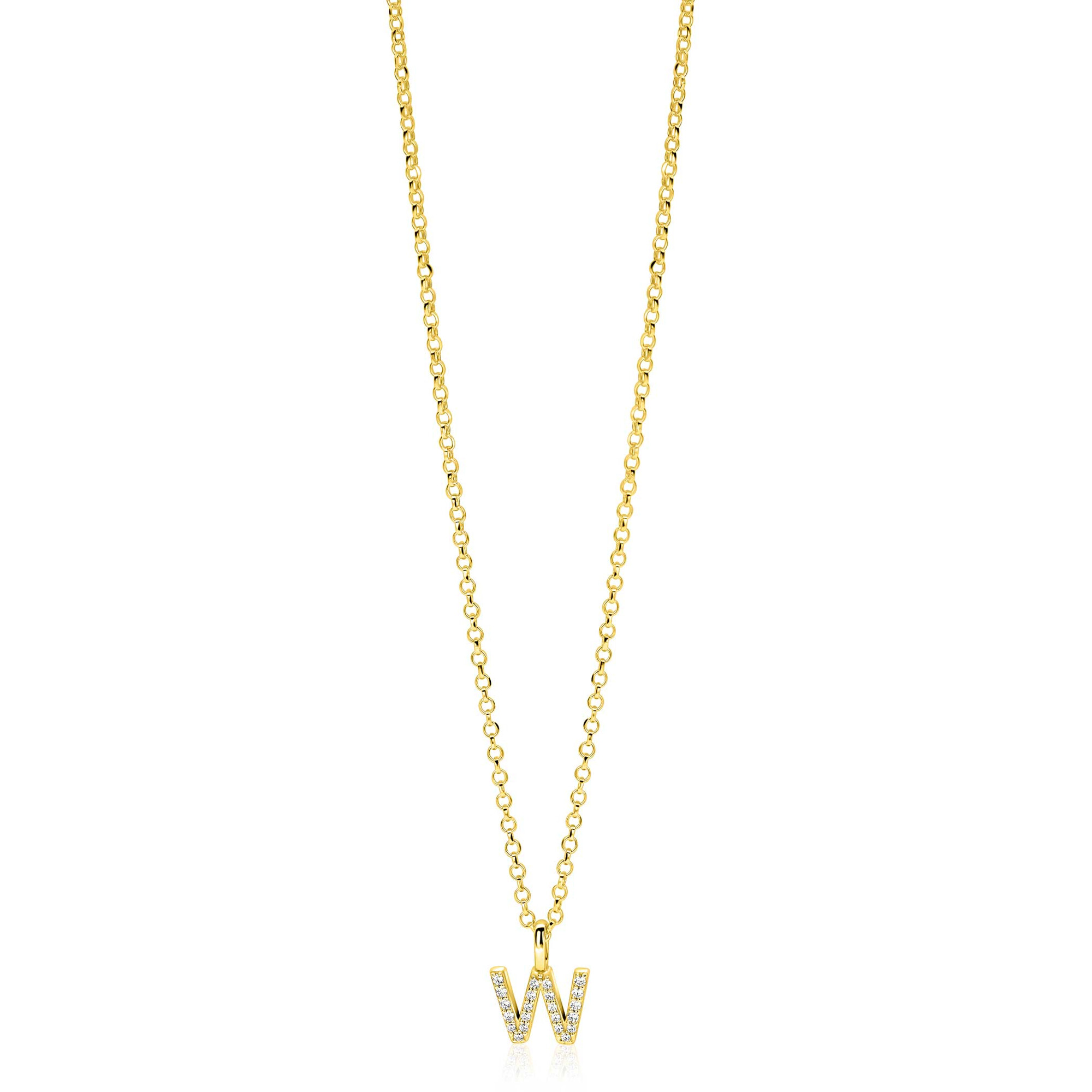 ZINZI zlv.hanger gg.verg.letter W bezet met zirconia's