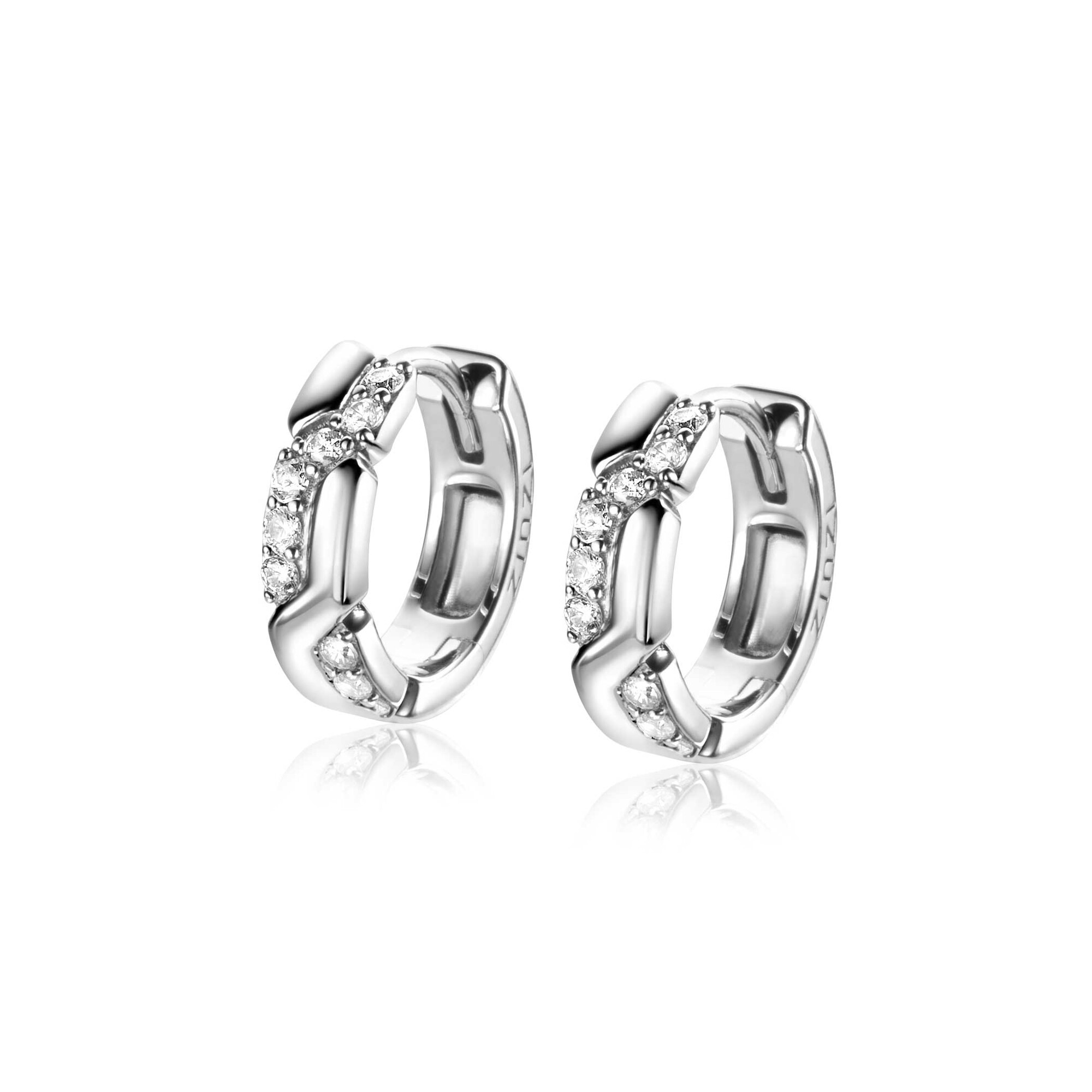 ZINZI zlv. oorringen scharnier met zirconia's 15x4mm