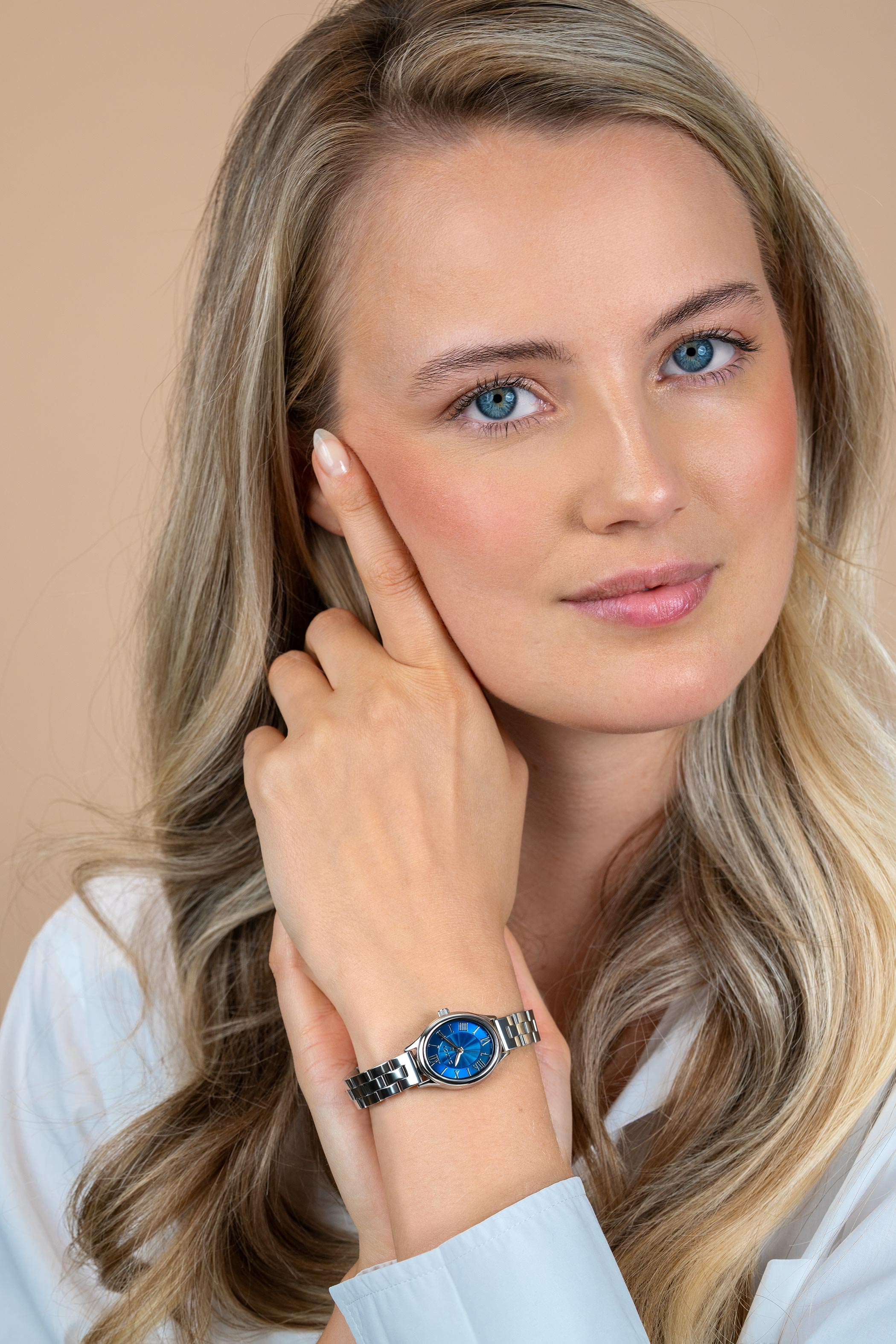 Zinzi Ovale horloge 26mm blauwe w.plaat st.band