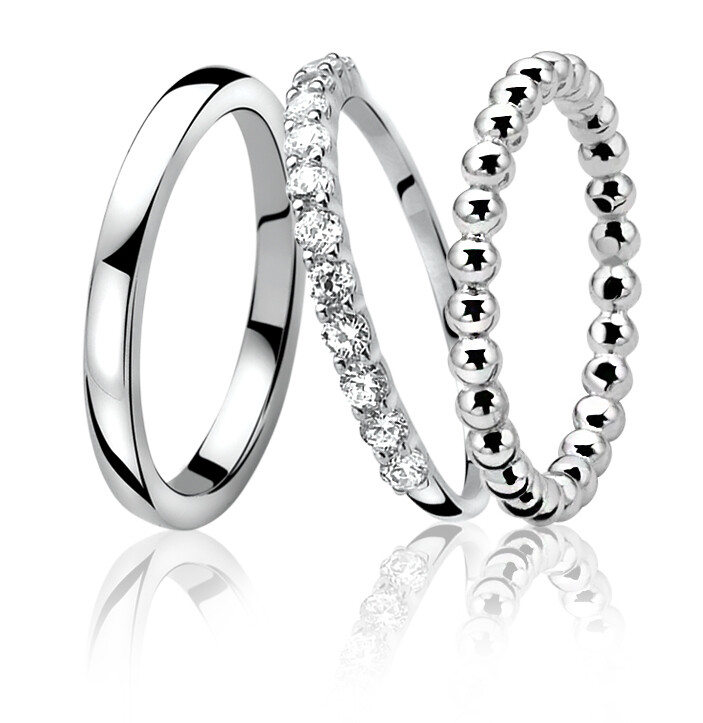 ZINZI silberner Ring Knöchel  weiß ZIR827K