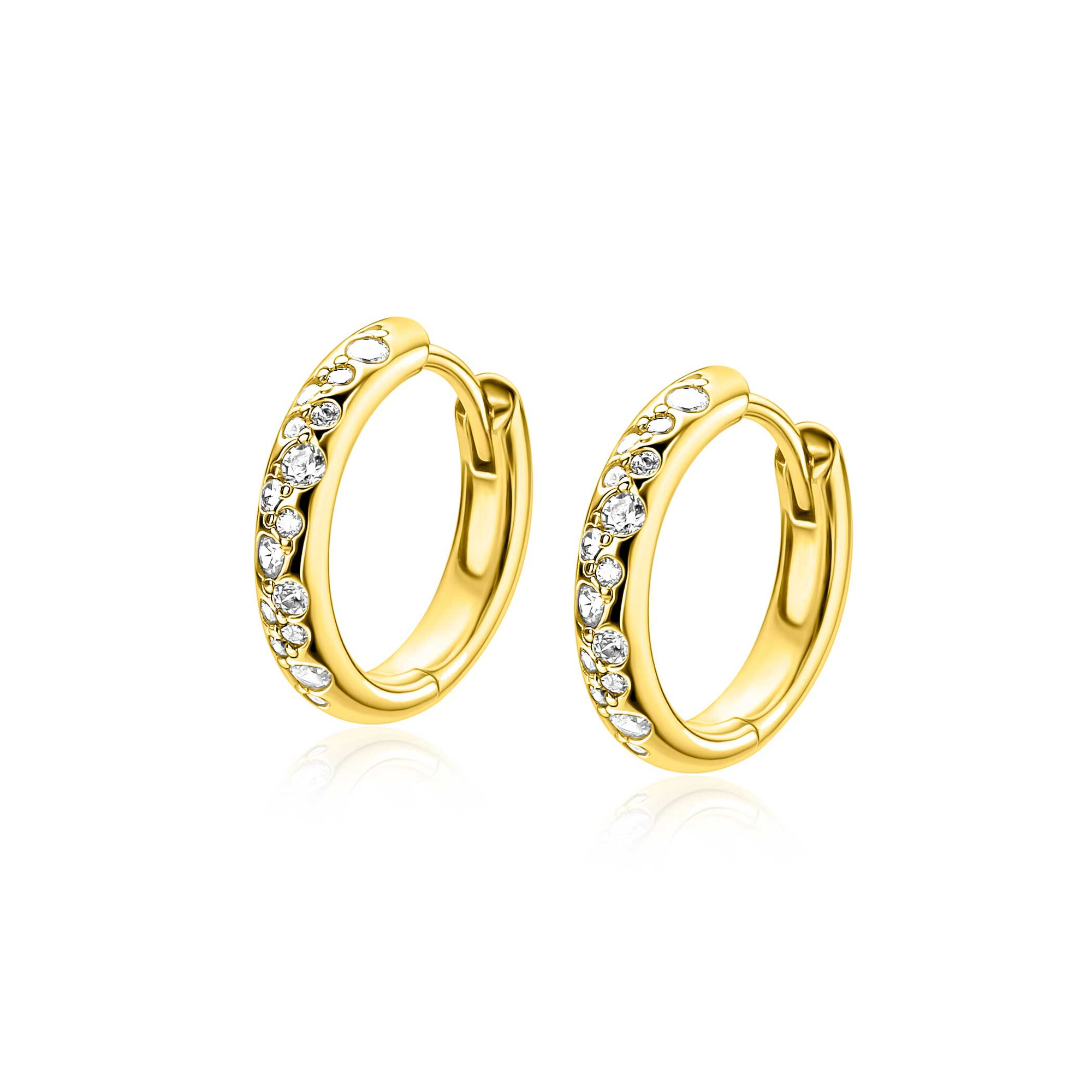 ZINZI zlv. oorringen gg.verg. met zirconia's pave