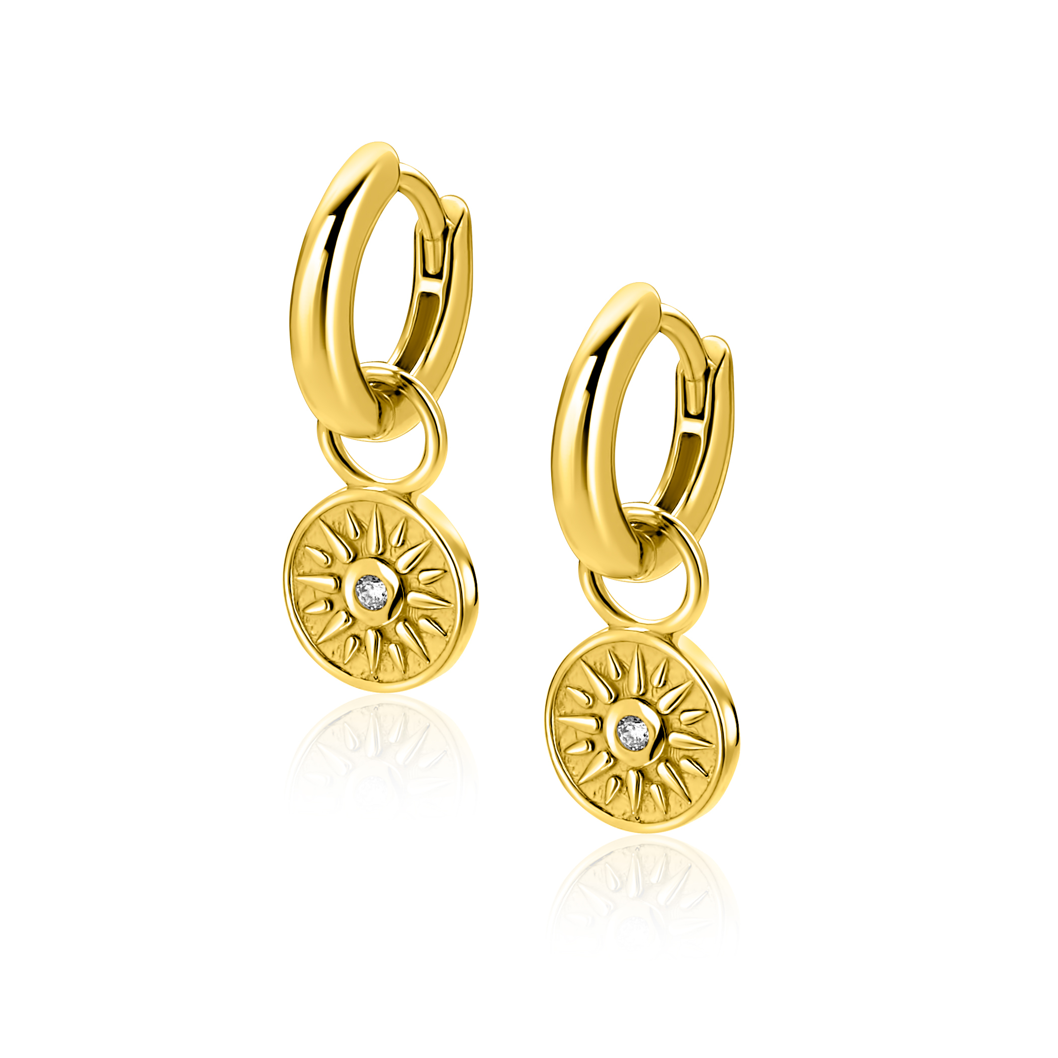 ZINZI zlv. oorbedels gg.verg.rond muntje zon en zirc.