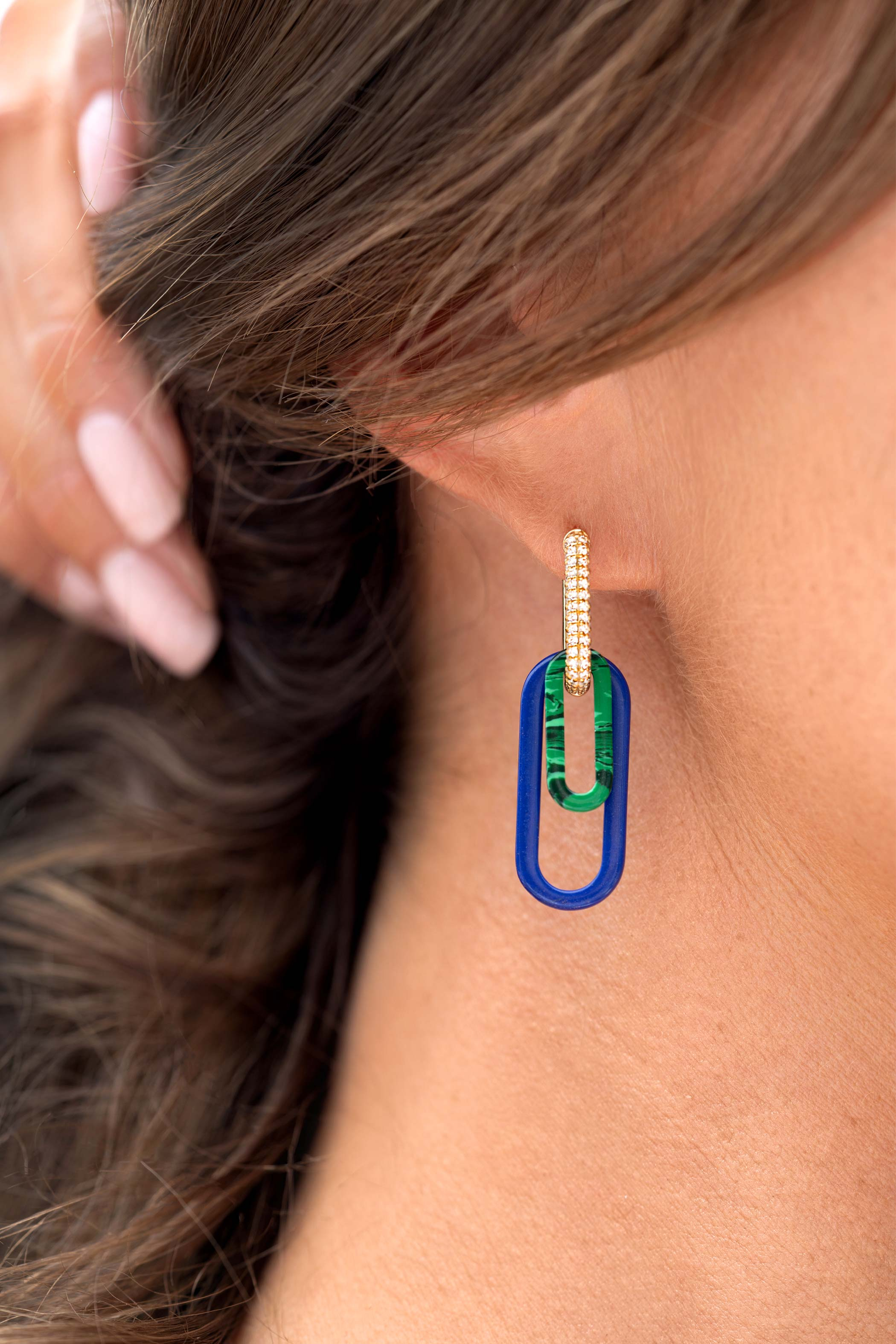 ZINZI zlv. oorbedels lapis lazuli ovaal 30mm lang