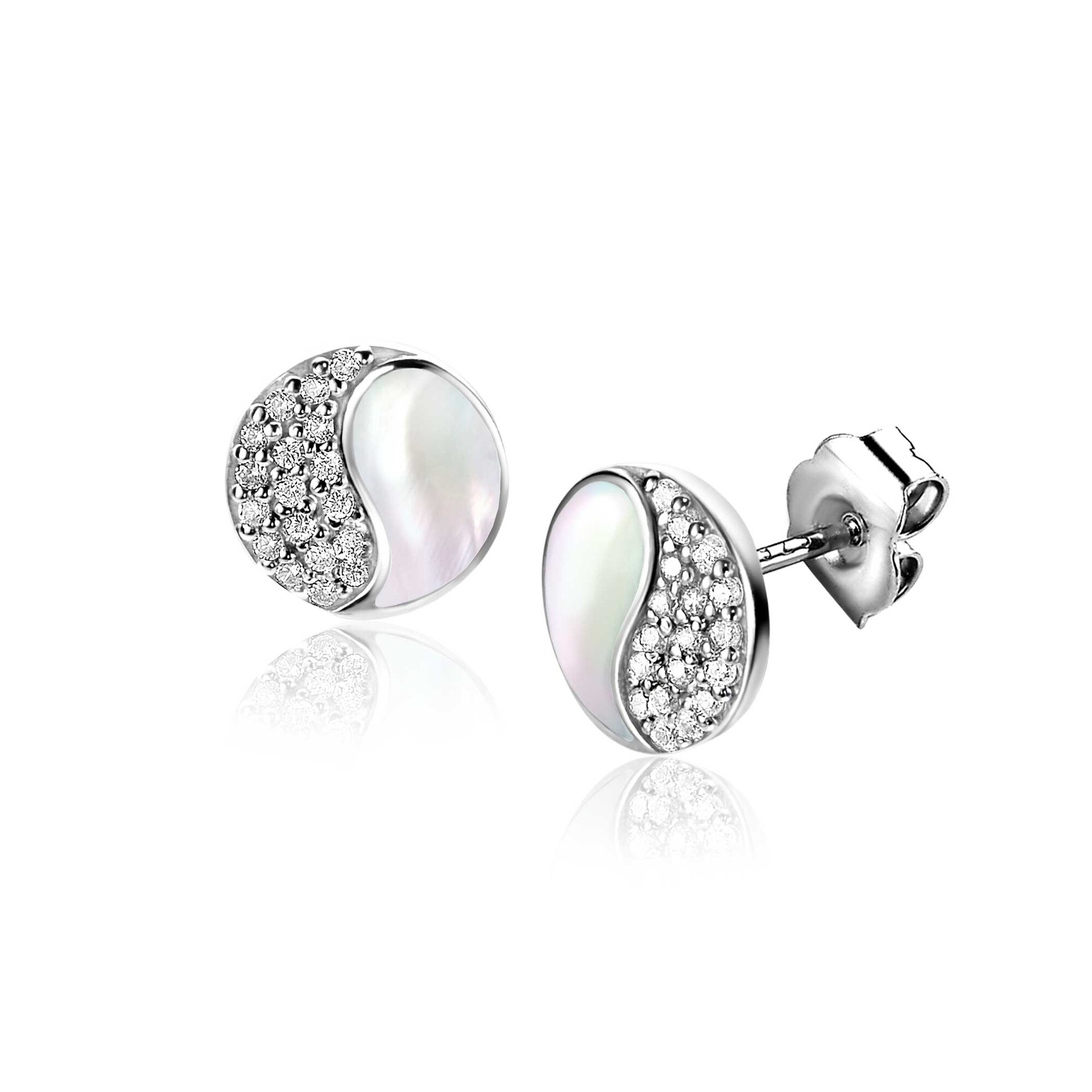 ZINZI zlv. oorstekers yin yang zirconia's parelmoer