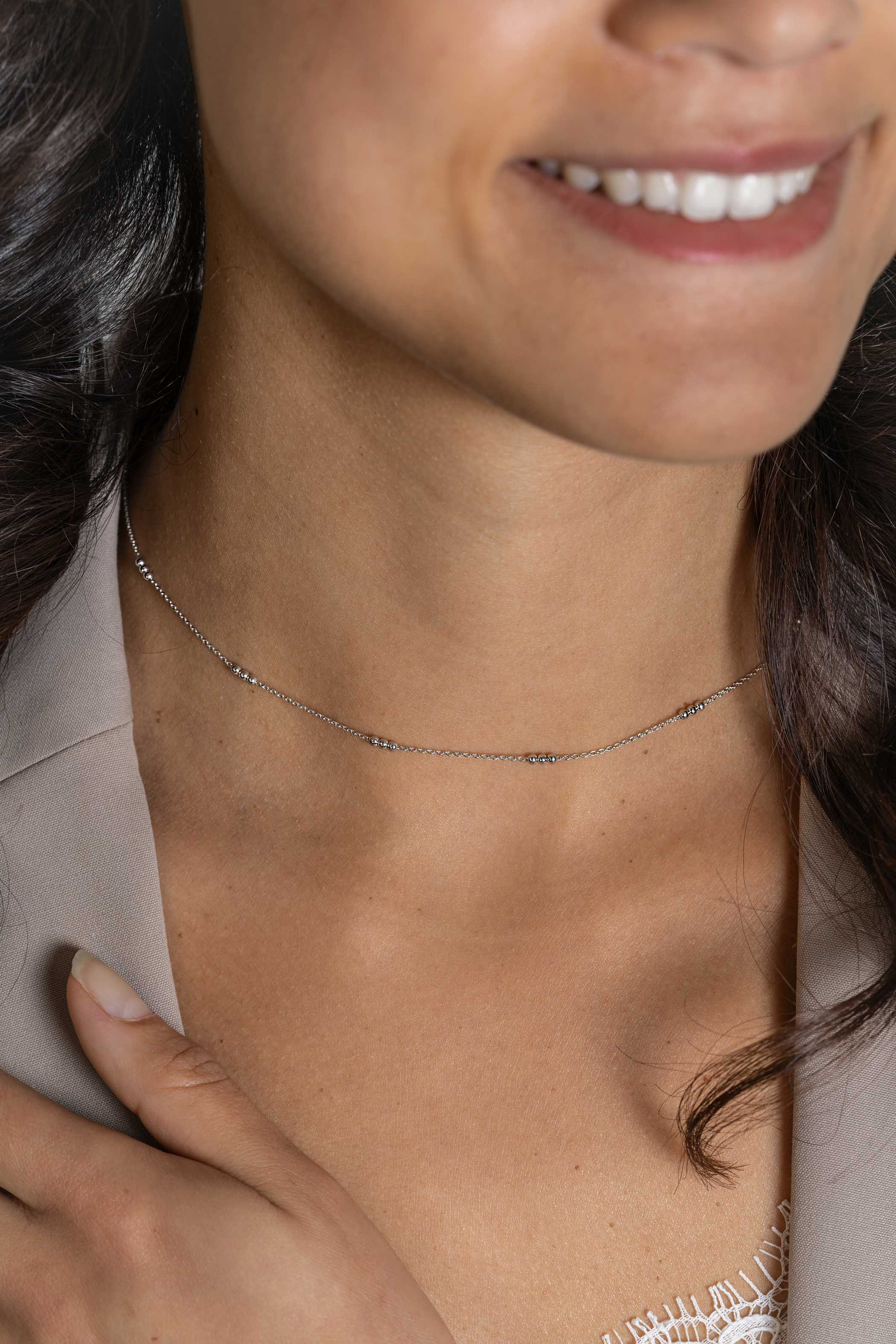 ZINZI zlv. collier fantasie met bolletjes 42/45cm