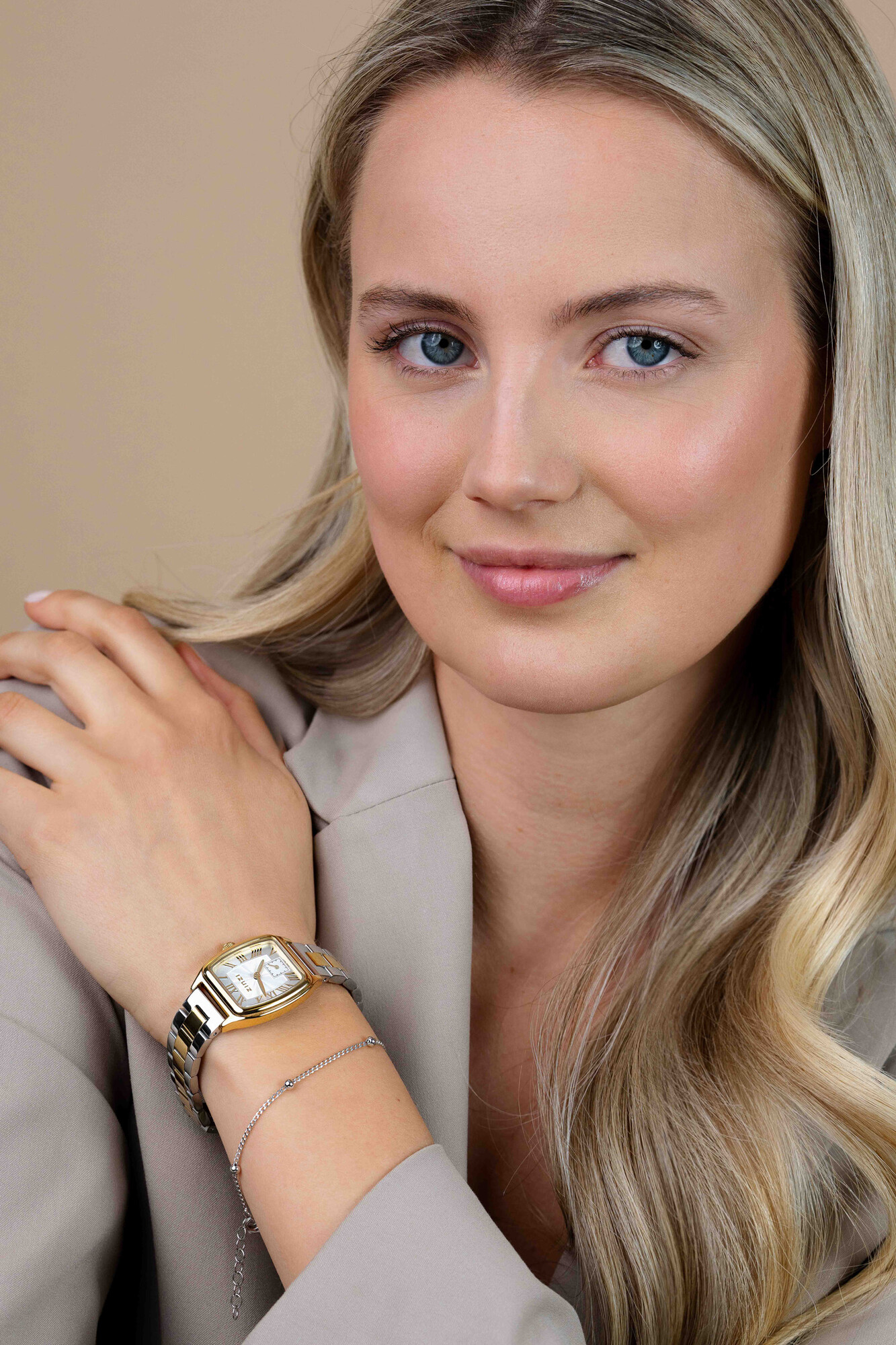 Zinzi horloge 26mm zilv.w.plaat bic.stln.band