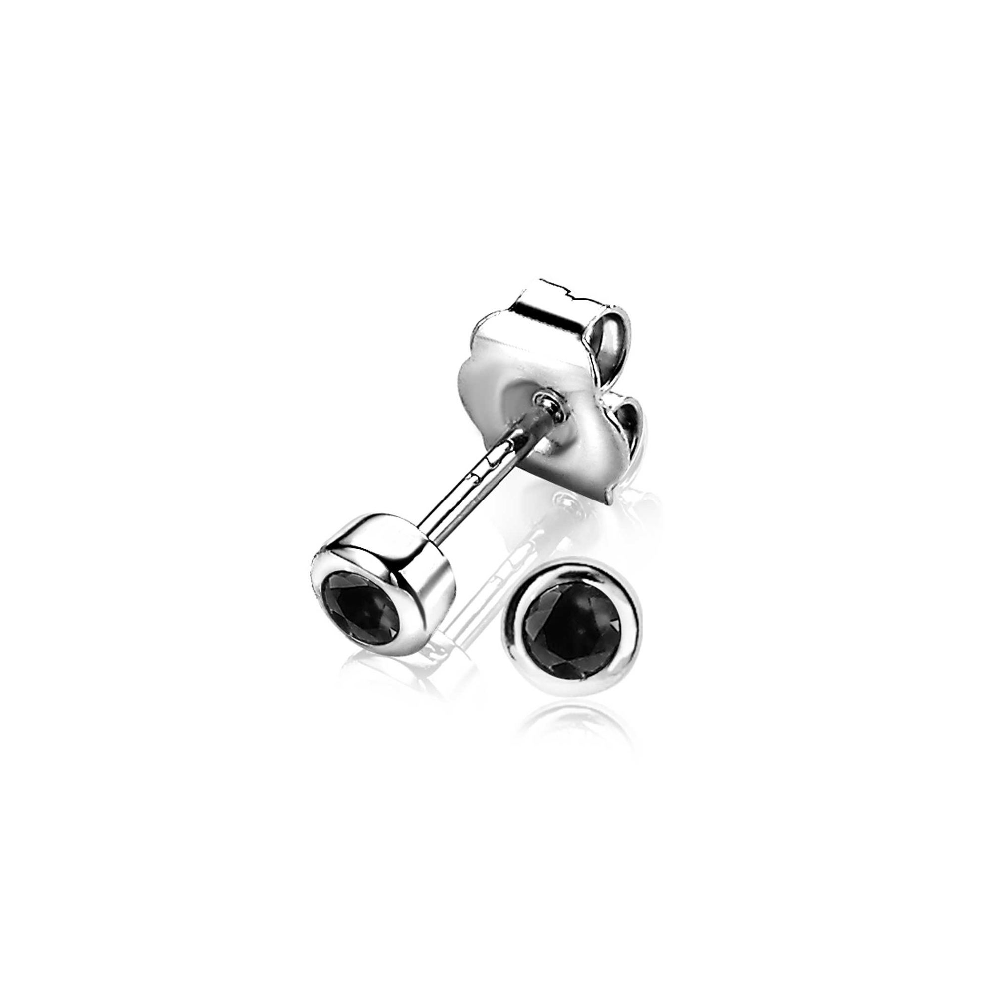 Zinzi silberner Ohrstecker rund 4mm schwarz ZIO1177Z