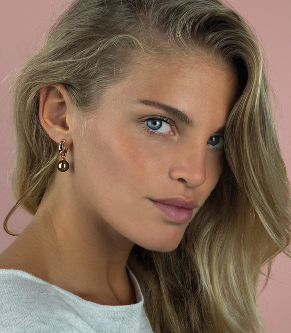 ZINZI silberne Ohrhänger rosé vergoldet braune Perle ZICH266RB