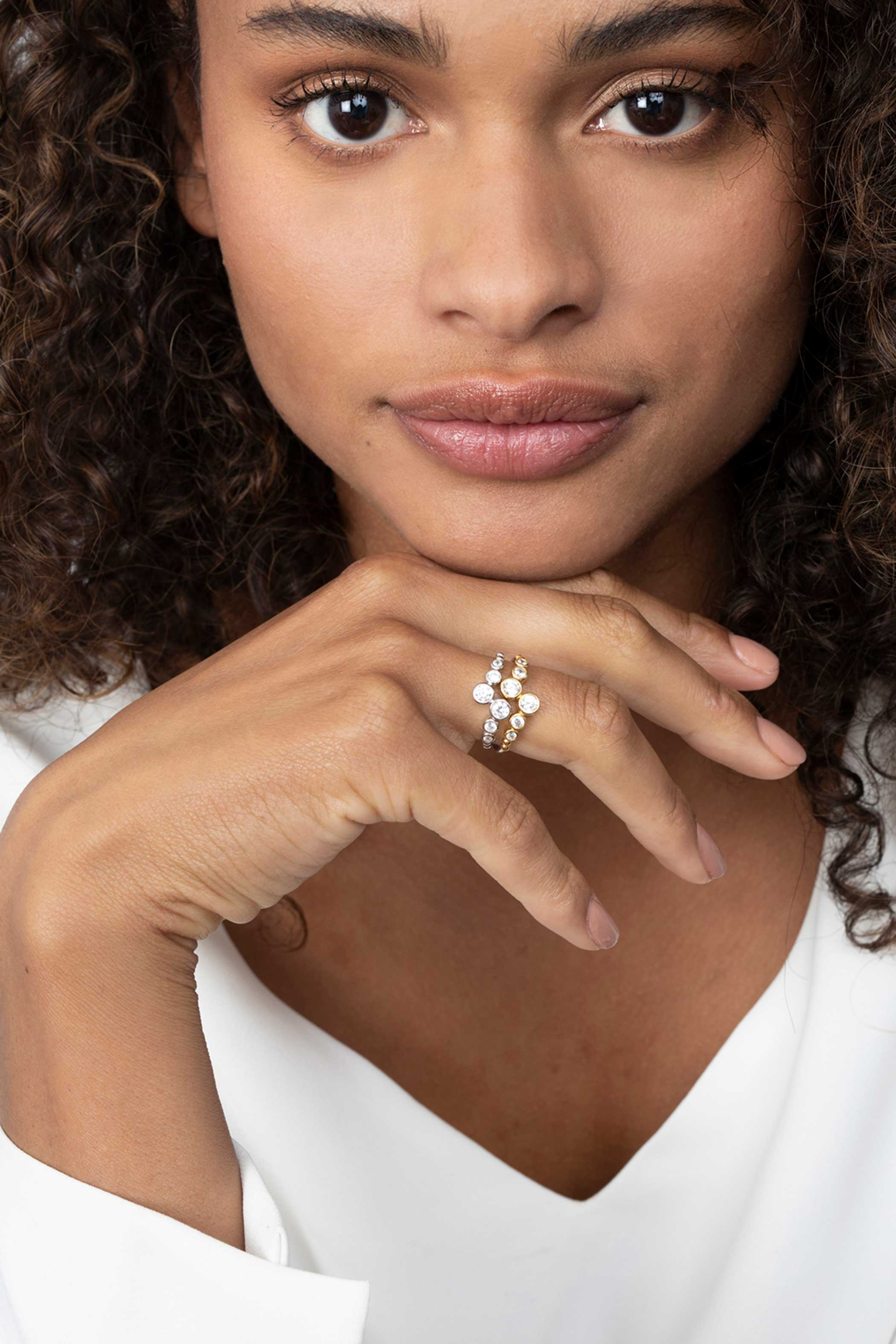 ZINZI silberner Ring gelb vergoldet rund weiß  ZIR2054Y