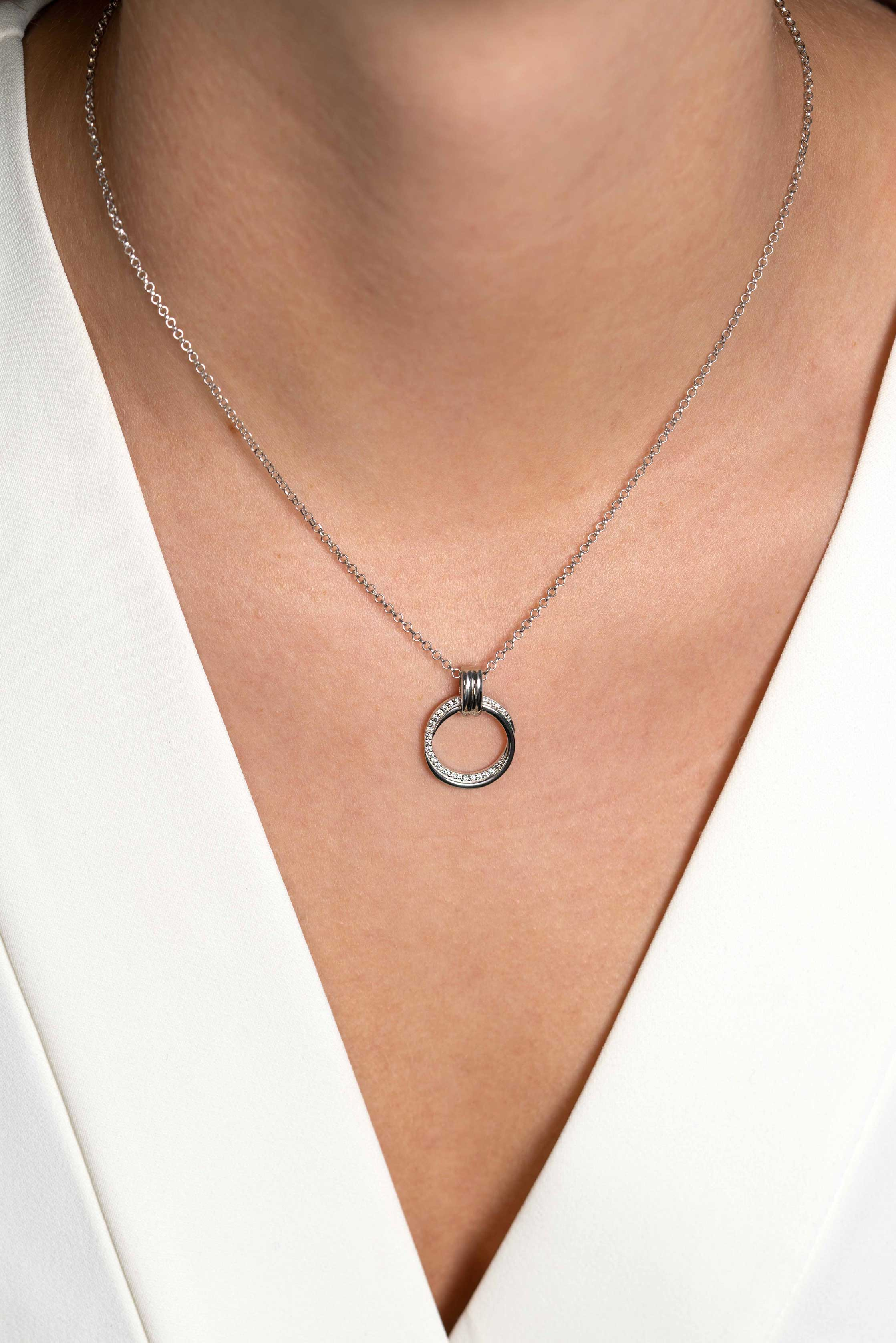 ZINZI Silberkette 45cm mit rundem Anhänger 22mm ZIC2266