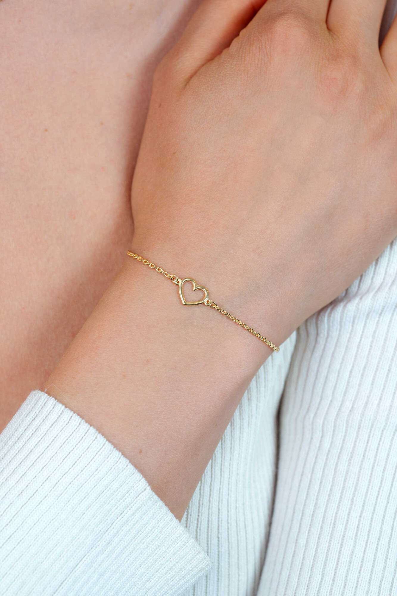 ZINZI silbernes Armband gelb vergoldet mit offenem Herz ZIA1420G
