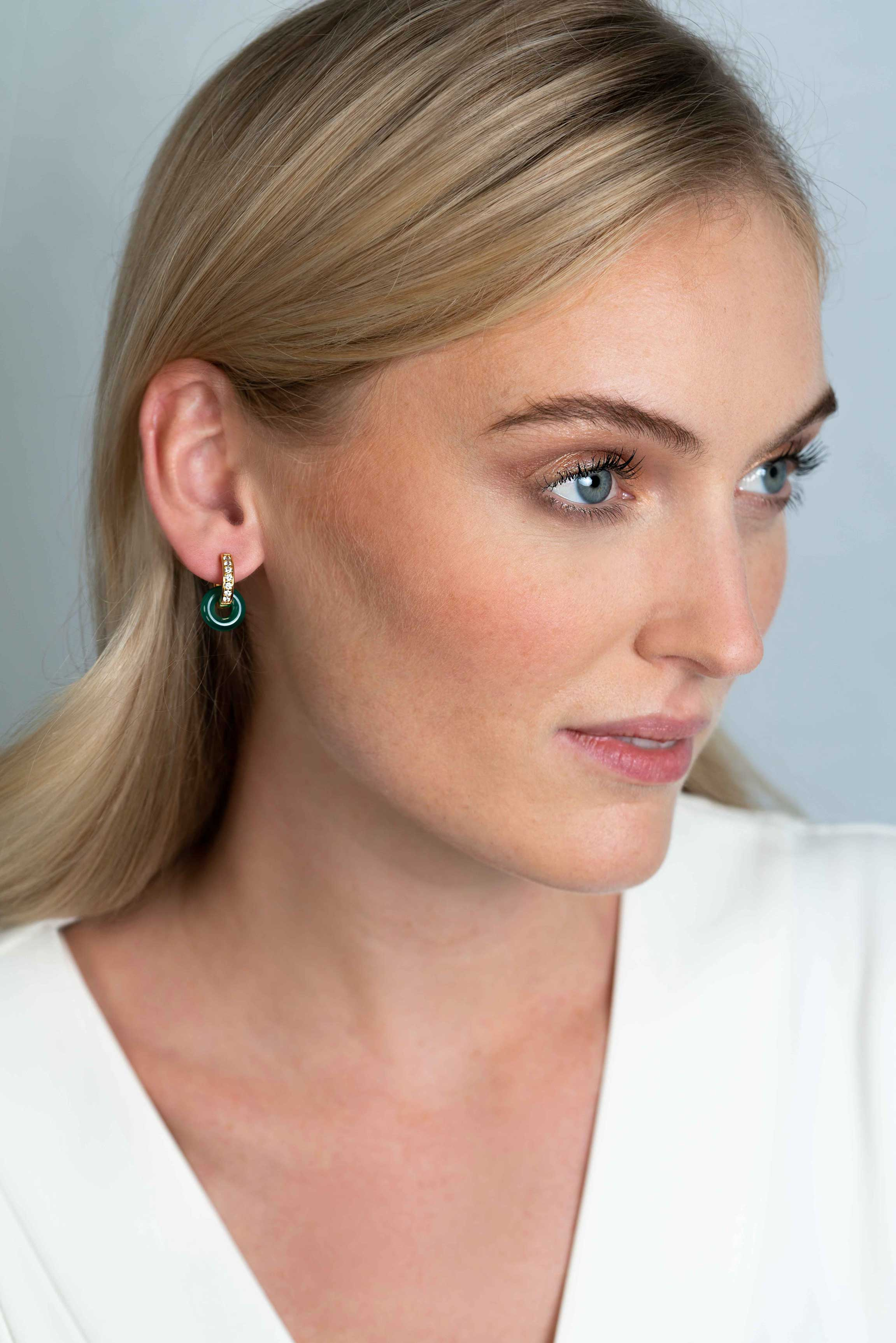 ZINZI Ohranhänger rund 12mm grüner Achat ZICH2274G. Exkl. Ohrringe