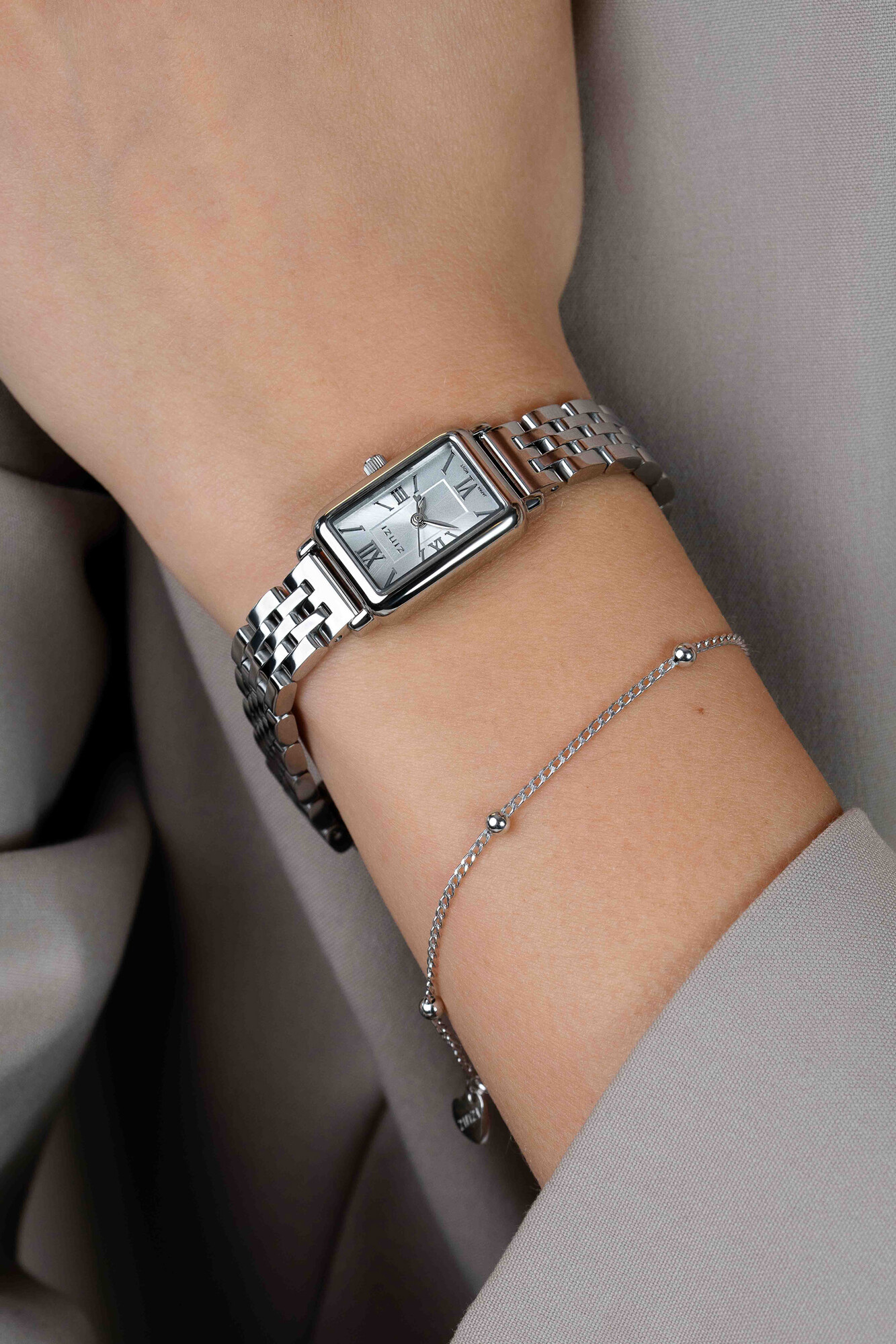 Zinzi horloge 22mm zilverkl. w.plaat stln.band
