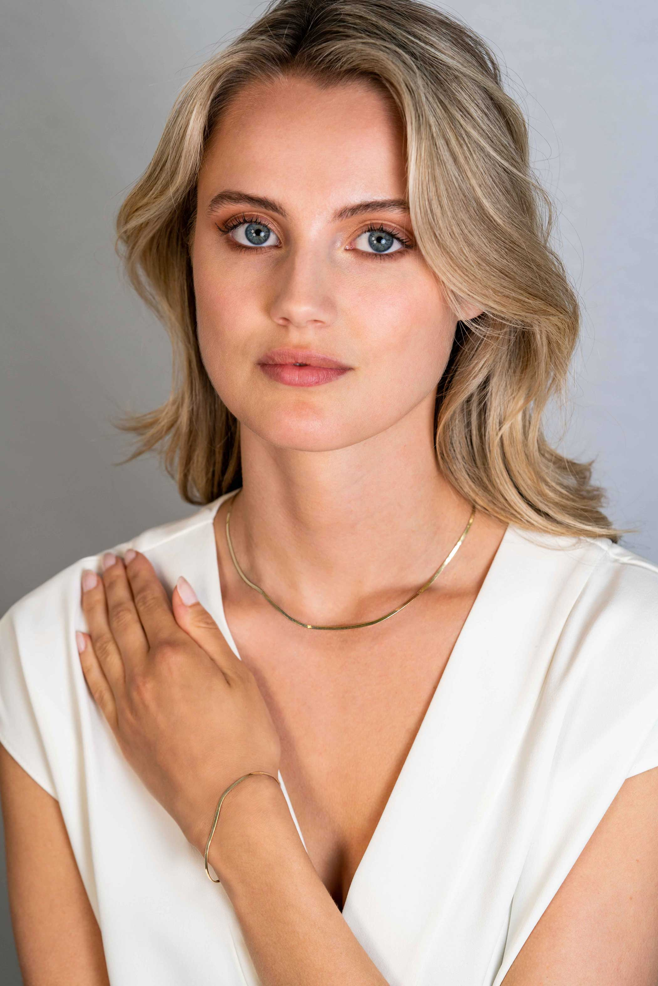 ZINZI zlv. collier geel verguld plat gourmet 2mm