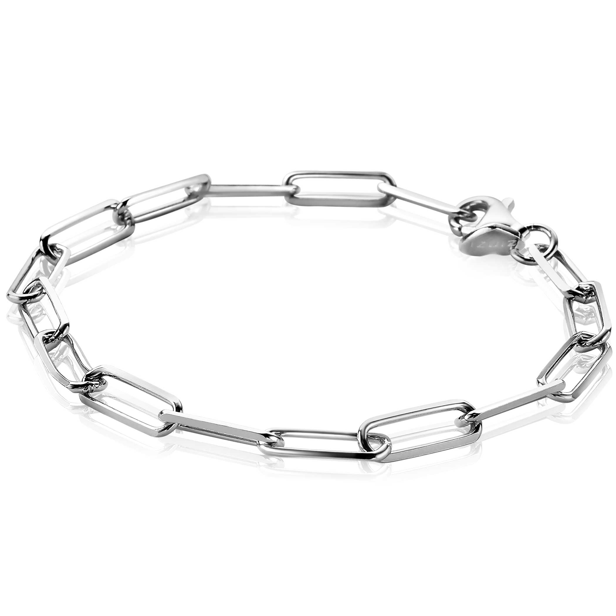 ZINZI silbernes paperclip Glieder Armband 5mm breit 19cm ZIA2207