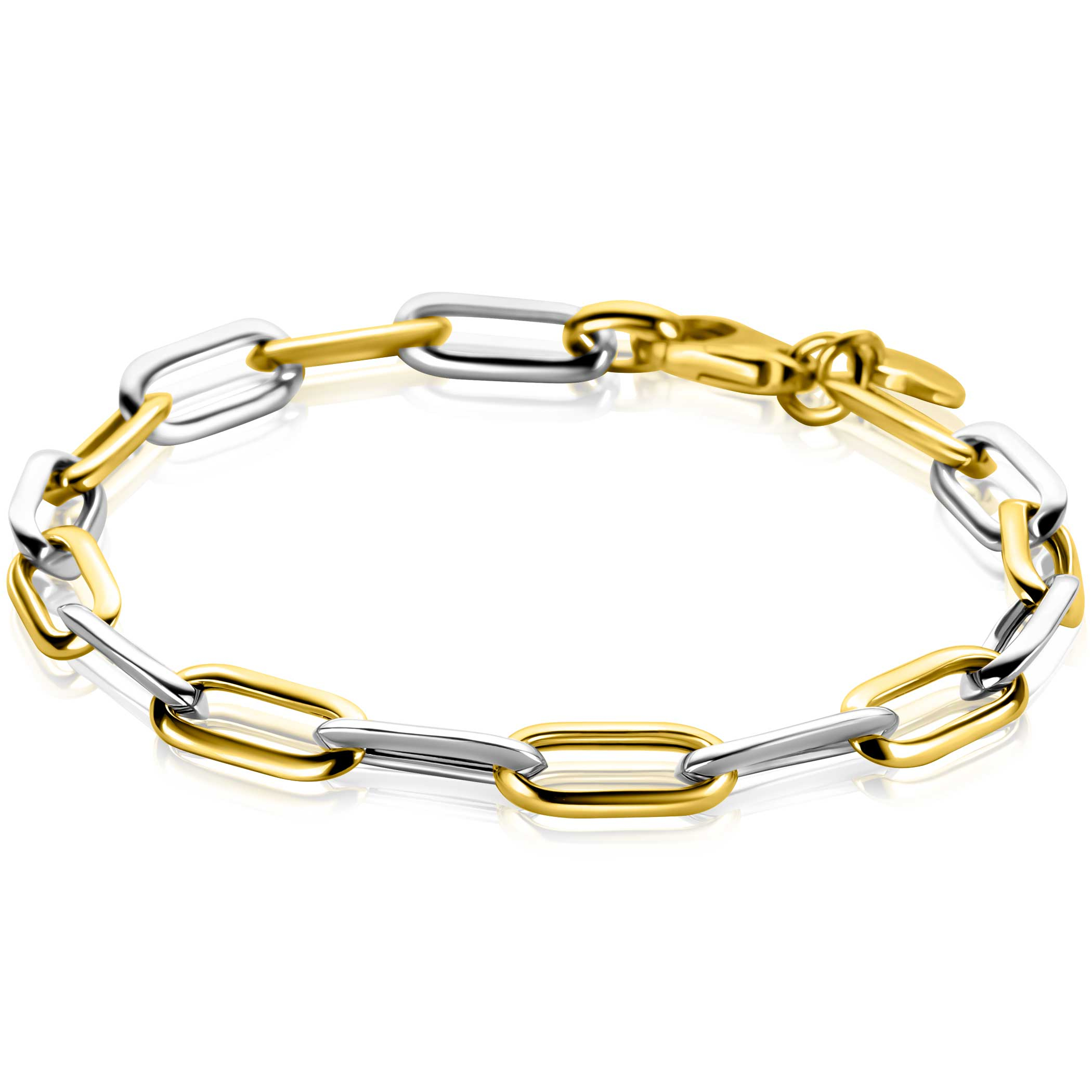ZINZI Bicolor Silberarmband mit ovalen Gliedern, 6 mm breit, 20 cm ZIA2668