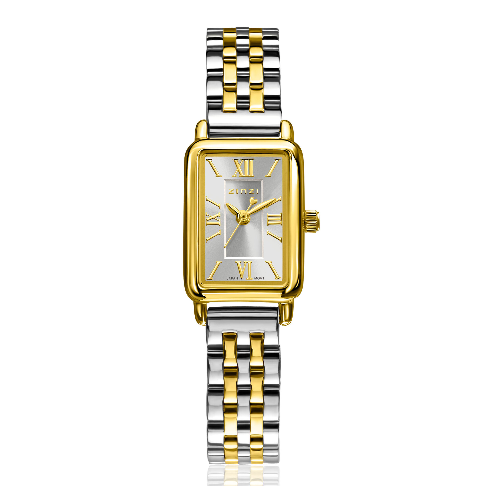 Zinzi horloge 22mm zilverkl.w.plaat bic.stln.band