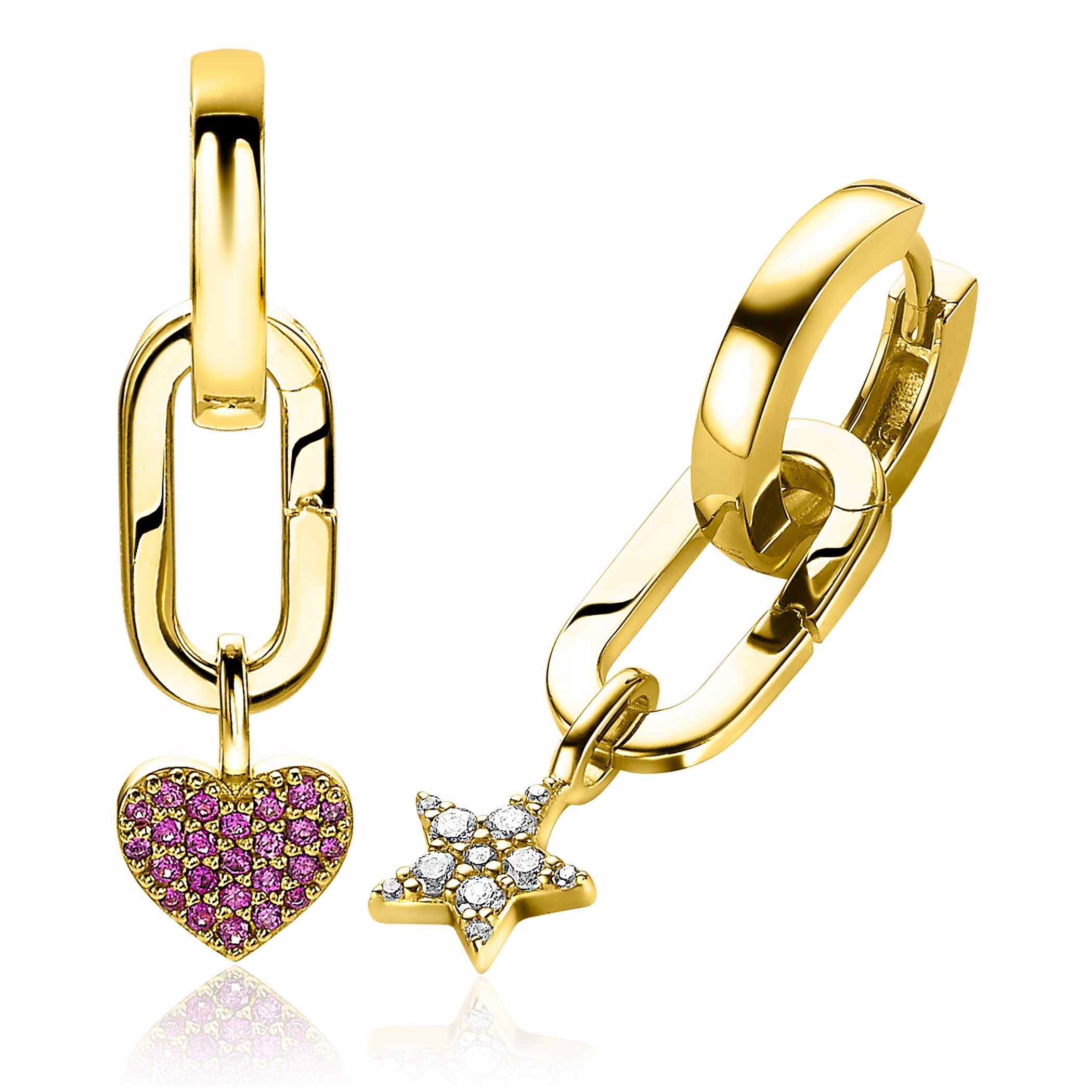 ZINZI silberne ovale Ohrhänger 14K gelb vergoldet verschließbarer Ring 16mm für deine Anhänger ZICH2060G