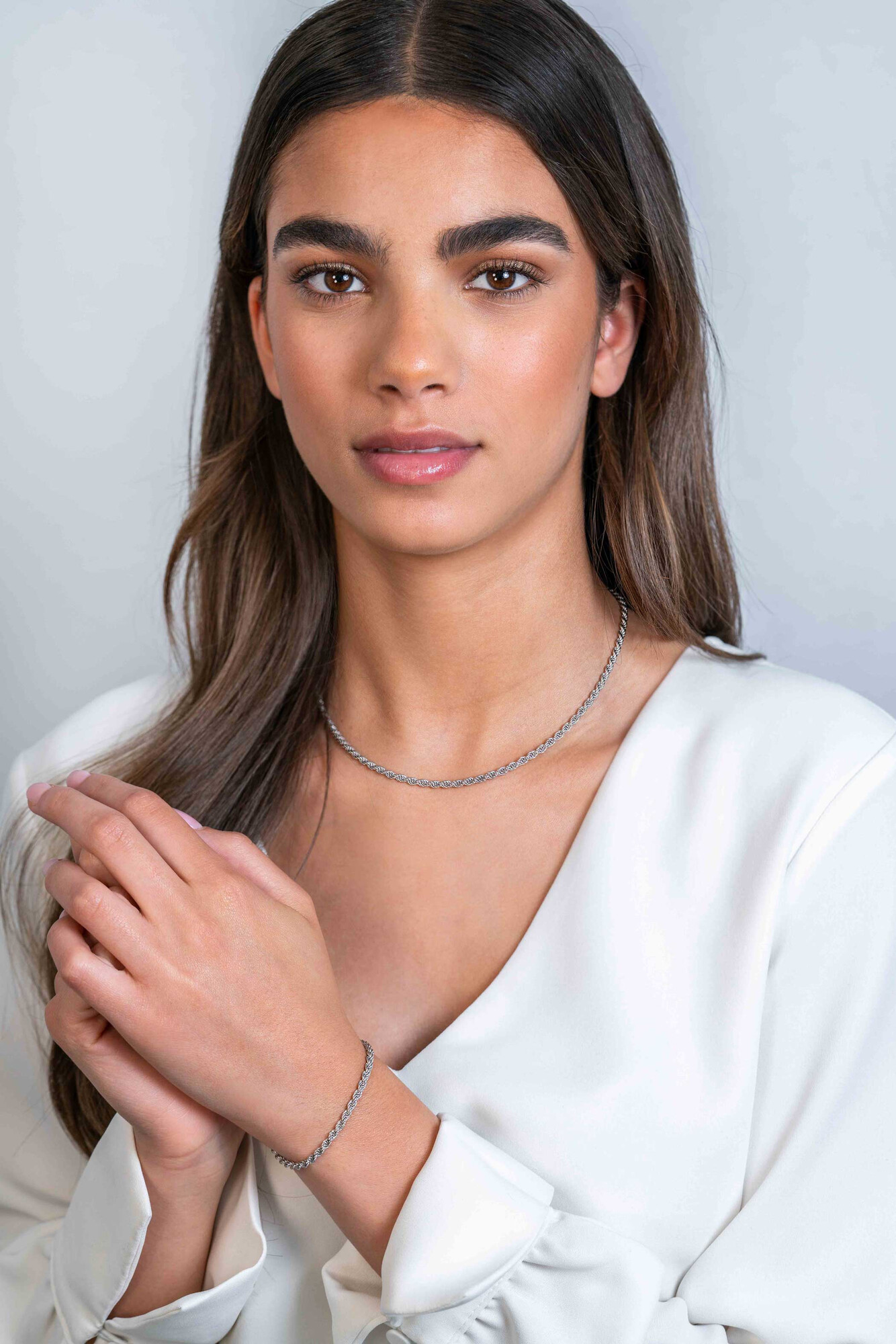 ZINZI zlv. koord collier 3mm 45cm