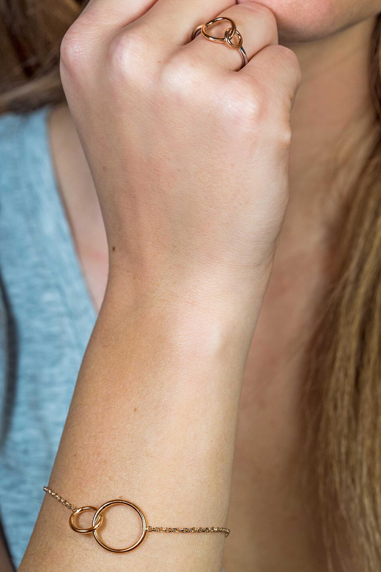 ZINZI silberner Ring rosé vergoldet 2 runde Formen ineinander   ZIR1278R