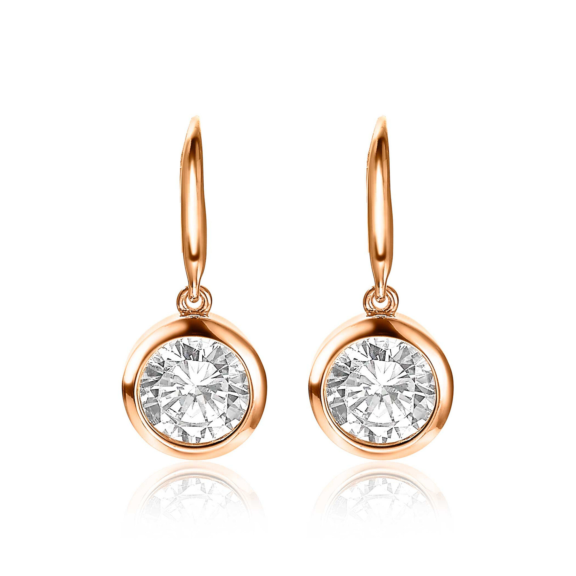 ZINZI silberne Ohrhänger rosé vergoldet  weiße Zirkonia 11mm ZIO3