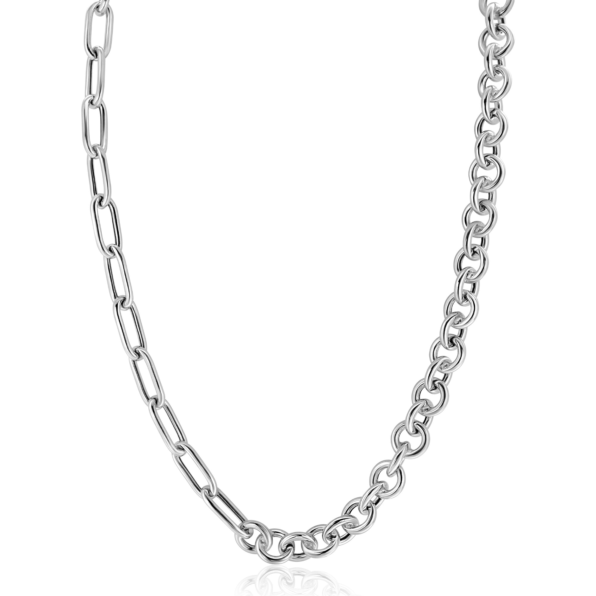 ZINZI zlv. collier half jass/paperclip schakels 45cm
