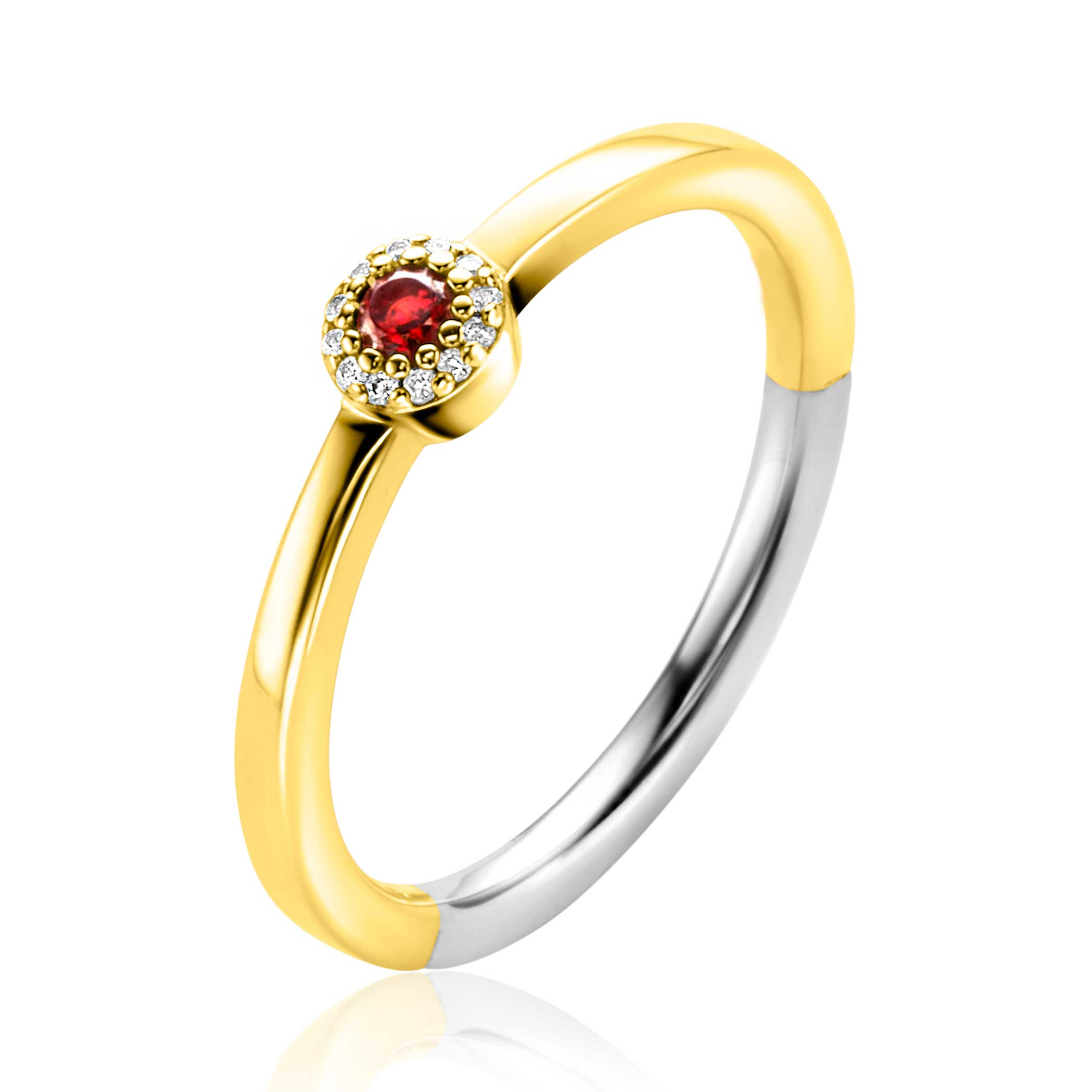 ZINZI zlv. ring gg.verg.entourage rood/wit zirc.mt.50